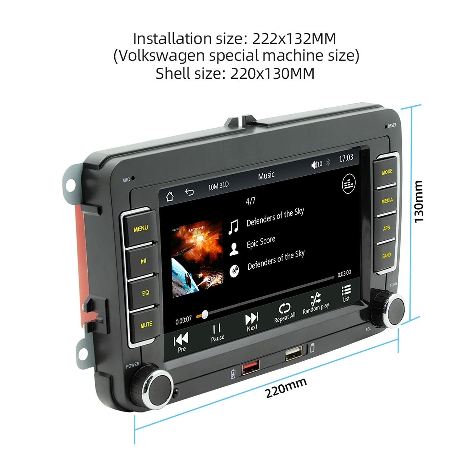 7" Volkswagen Car Bluetooth Radio MP5 Car Player Wireless Carplay + 4 LED Camera