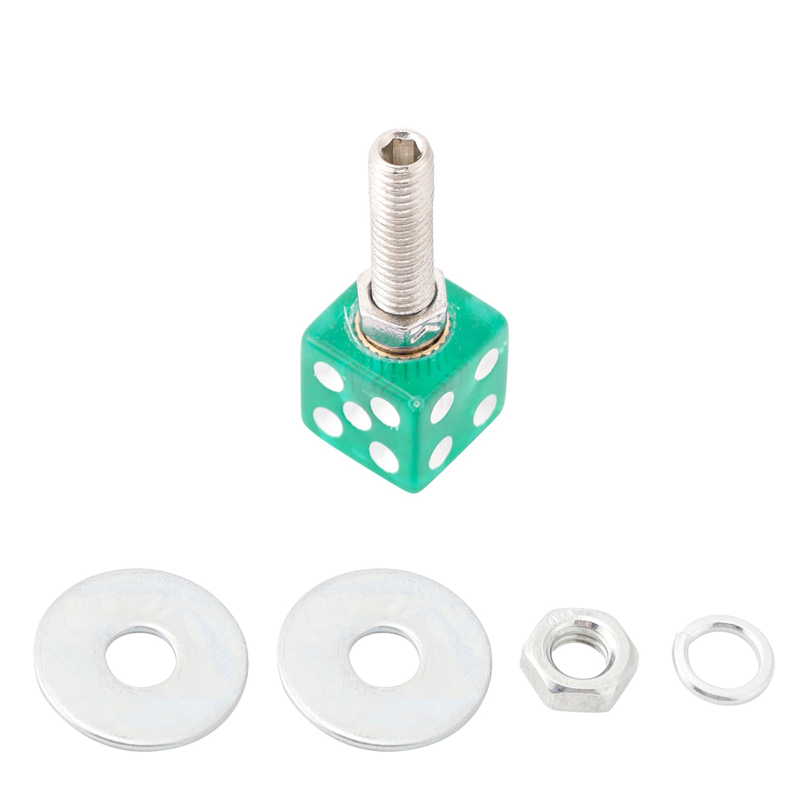 2x Custom DICE License Plate Bolt Screw Green Plastic Motorcycle Chopper Bobber