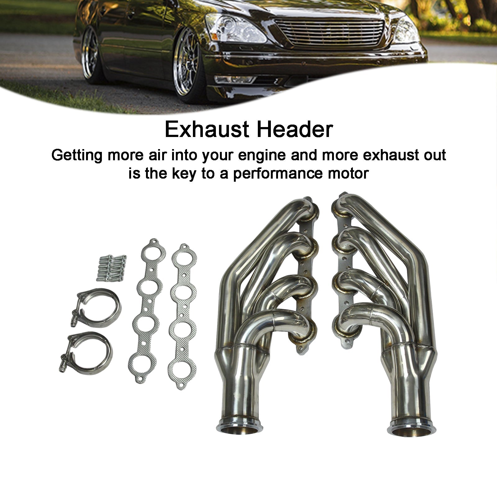 Steel Exhaust Manifold Header for SMALL BLOCK V8 LS1/LS2/LS3/LS6 LSX 1997-14