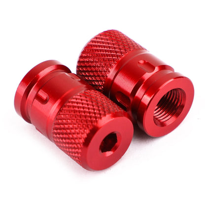 Pair CNC Red Anti-Thief Tire Valve Stem Caps For Car Truck Bike Motorcycle