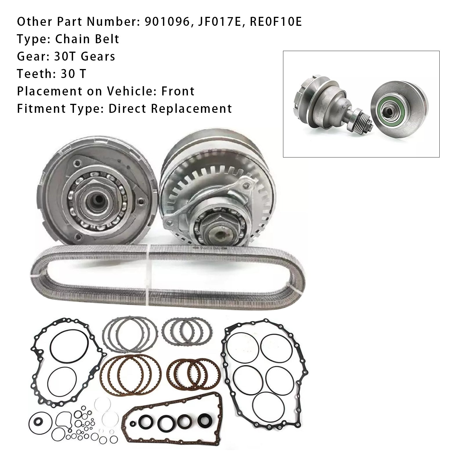 2014 NISSAN MURANO L4 2.5L 3.5L RE0F10E JF017E CVT Transmission Master Rebuild Kit W/Chain Belt 30T