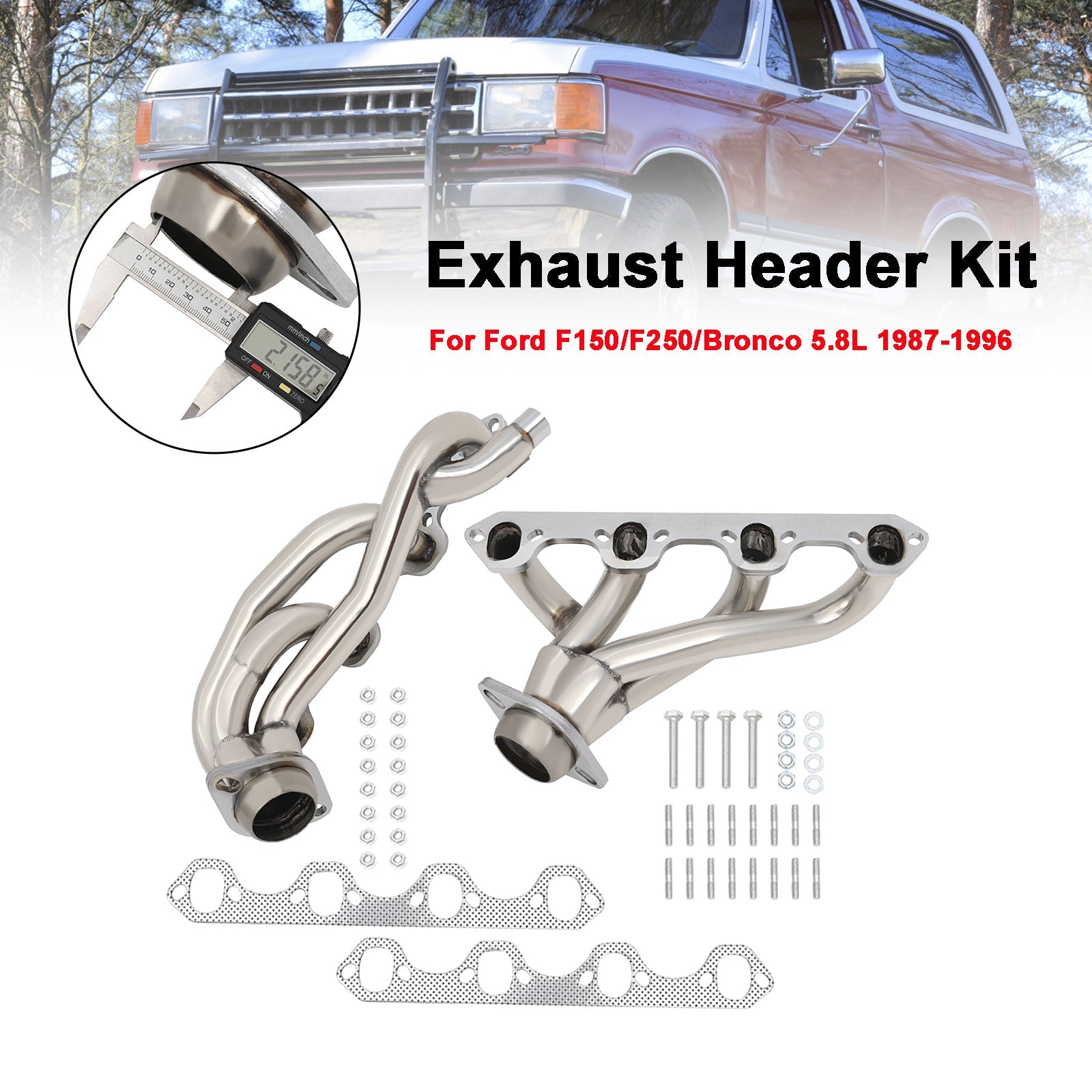 T-304 Shorty Exhaust Headers Manifold Fit Ford F150/F250/Bronco 5.8L 1987-96