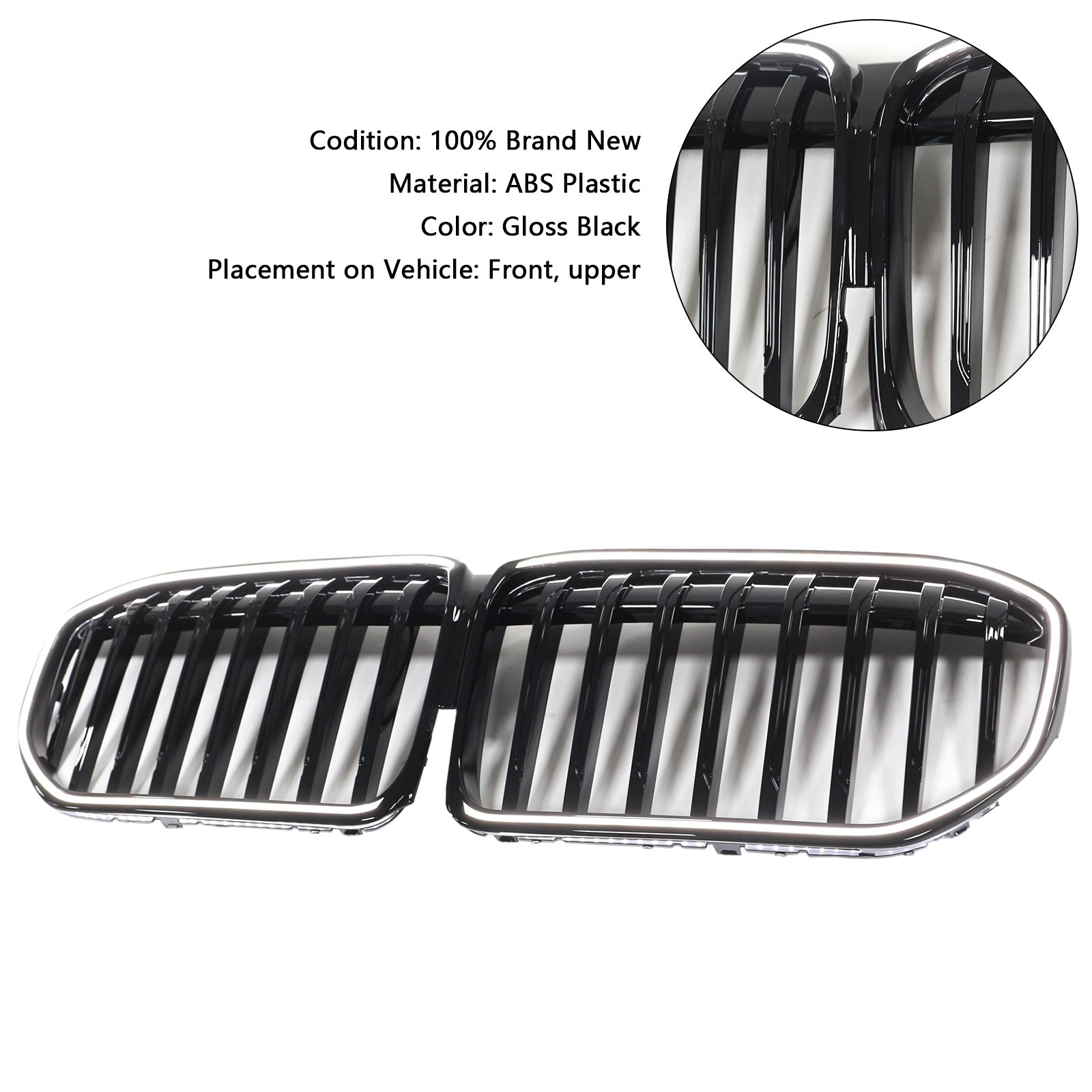 2019-2022 BMW 7 Series G12 Long-Wheelbase Version Facelift Single Slat Gloss Black Front Grill Grille