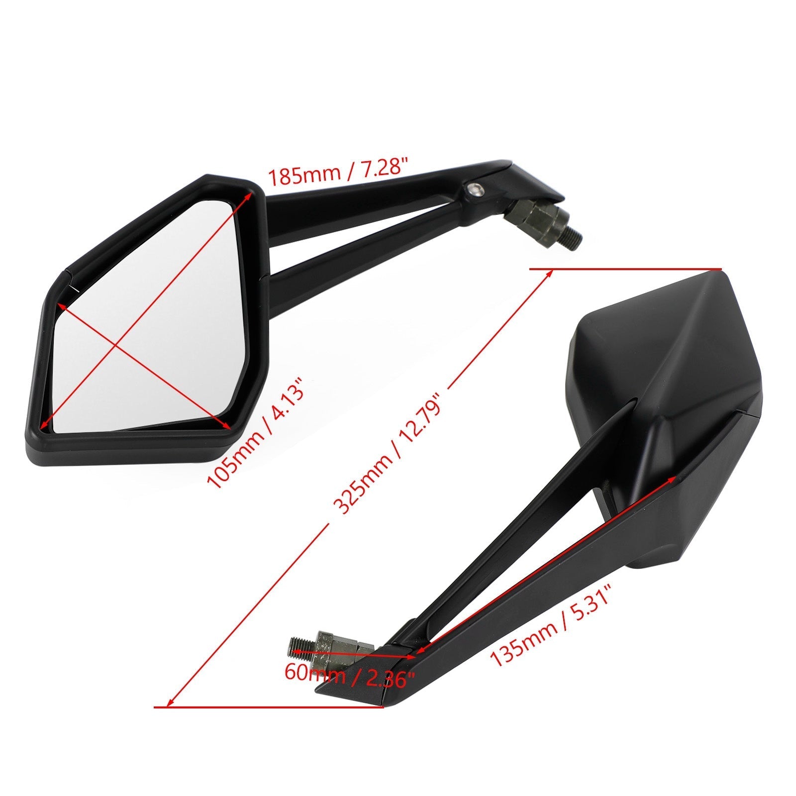 2014-2021 Kawasaki Z 1000 Z1000 Left & Right Rearview Mirror Black 56001-0343-46V