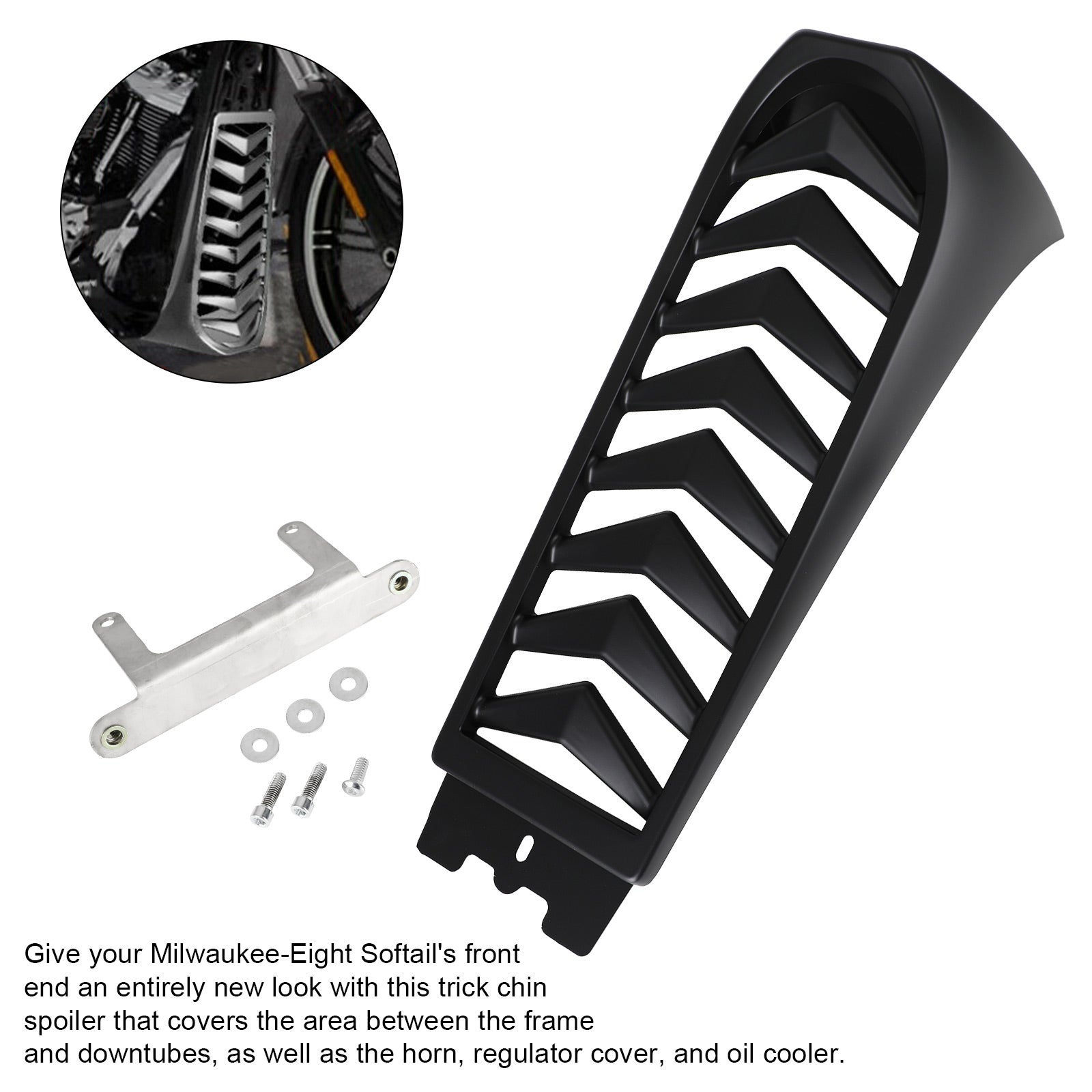 2018-2022 Softail Breakout Fat Bob Front Chin Spoiler Lower Radiator Cover Black