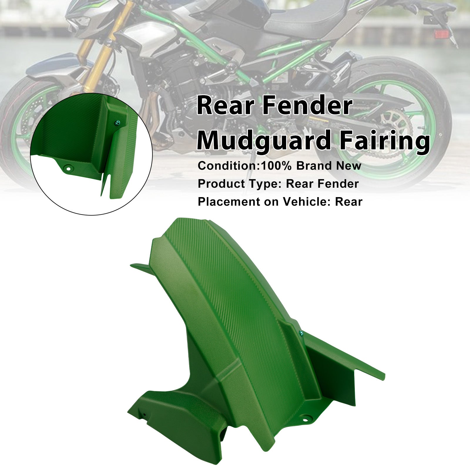 2017-2025 Kawasaki Z900SE Green Rear Fender Mudguard Fairing