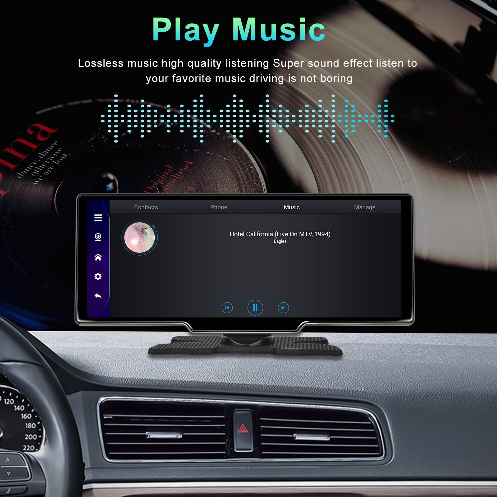 10.77" Portable Bluetooth Car Navigation Wireless Carplay HD Large Touch Screen