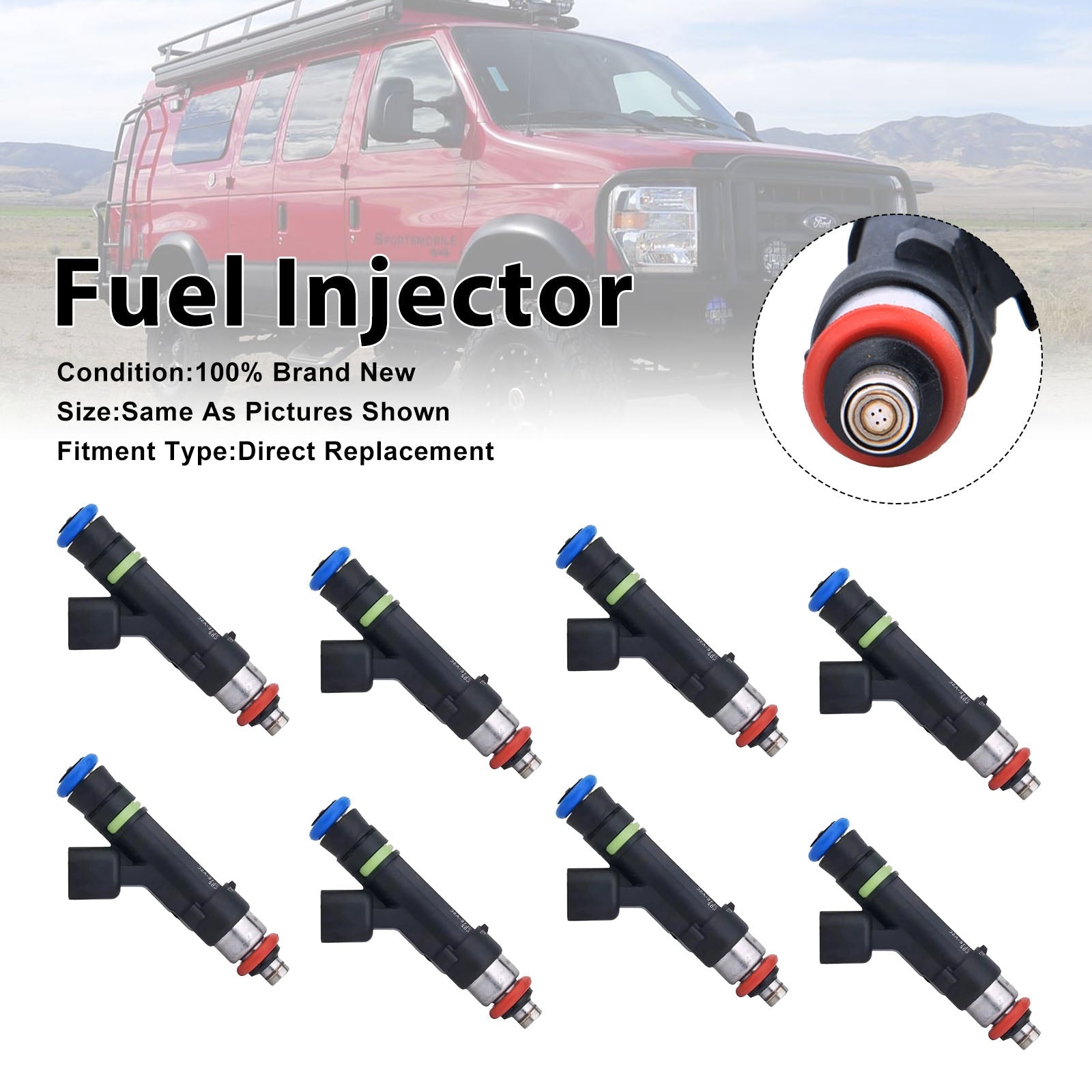 8Pcs Fuel Injector For Ford E-150 E-250 5.4L V8 2004-2009 0280158001