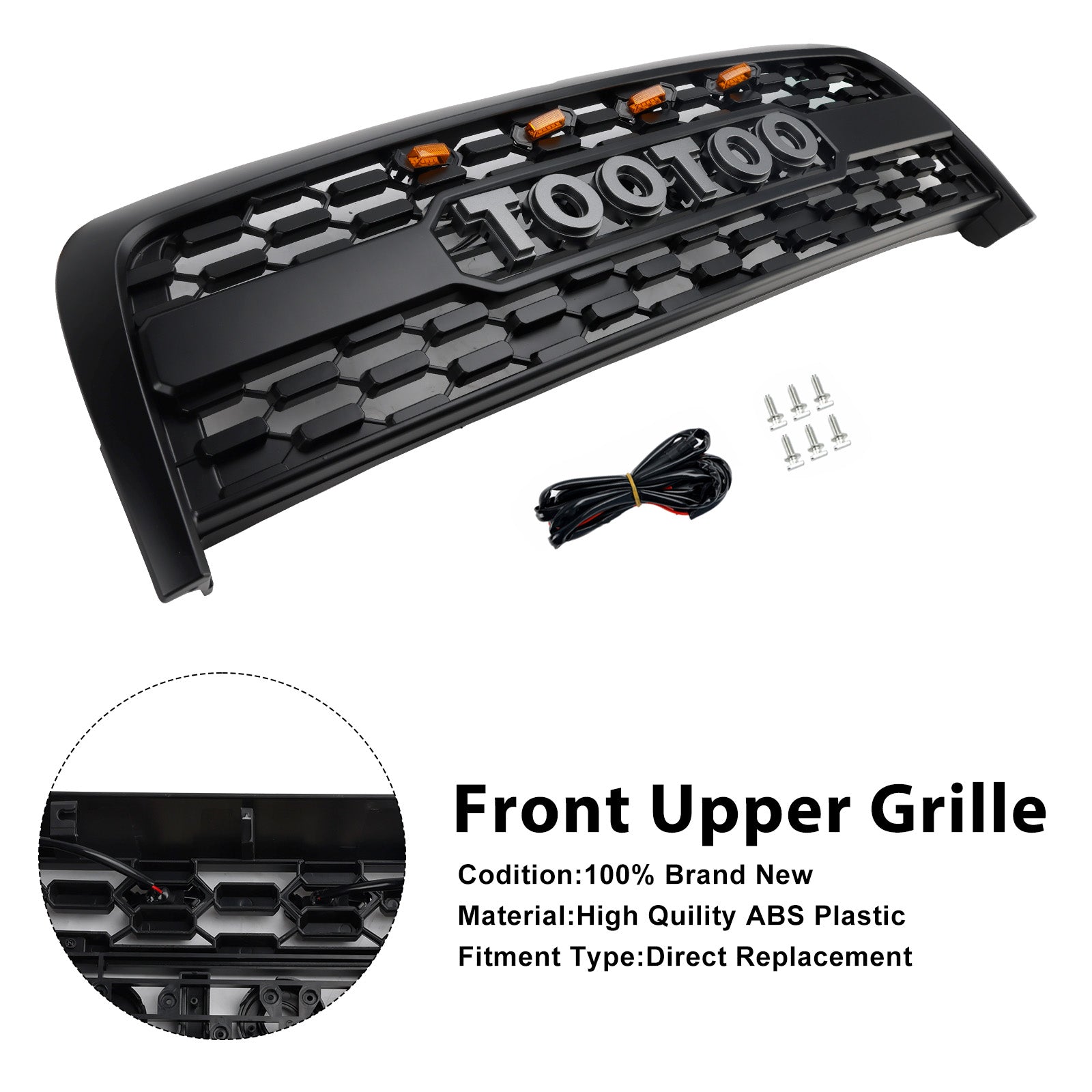 2003-2006 Toyota Tundra W/Light Matte Black Front Bumper Grill Grille