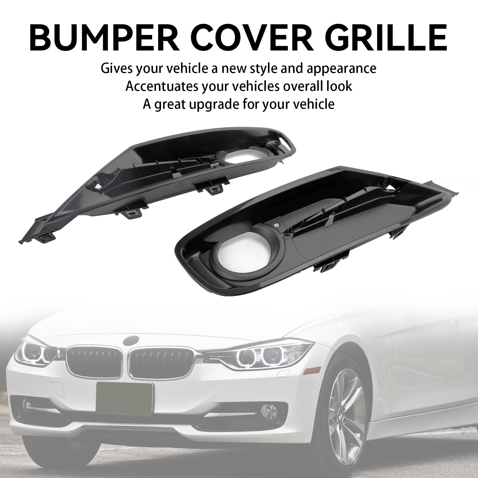2013-2015 BMW ActiveHybrid 3 2PCS Front Bumper Fog Light Grille Covers 51117300739