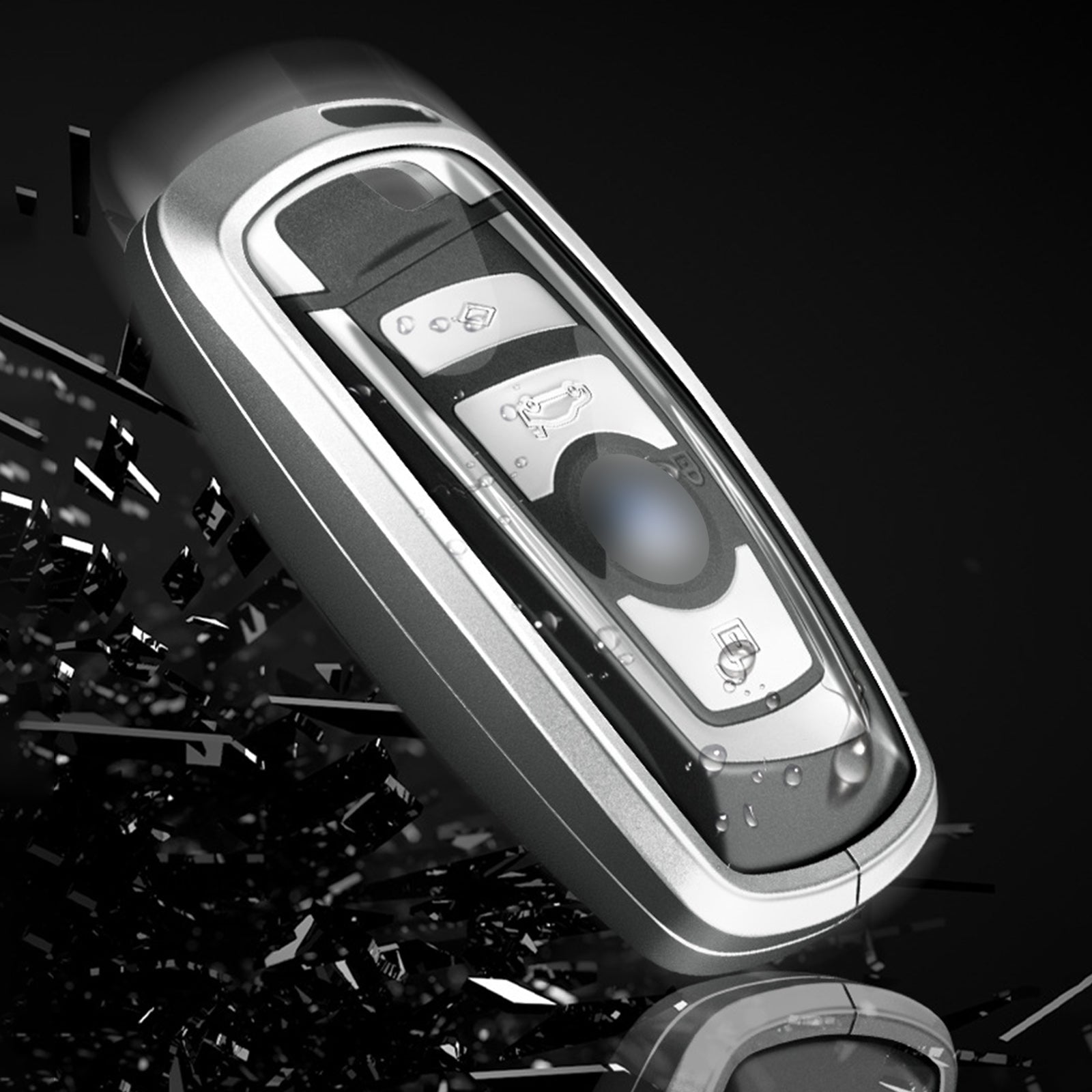 Aluminum Alloy TPU Silvery Car Key Case Cover With Buckle For BMW x3 x1 x5