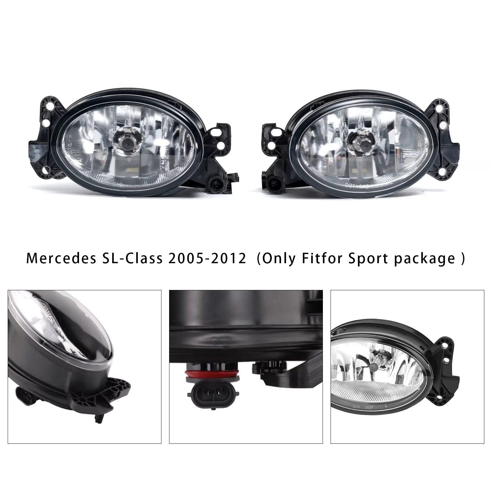 2006-2010 Mercedes R-Class Pair Front Fog Light Lamps With Bulbs A1698201556 A1698201656
