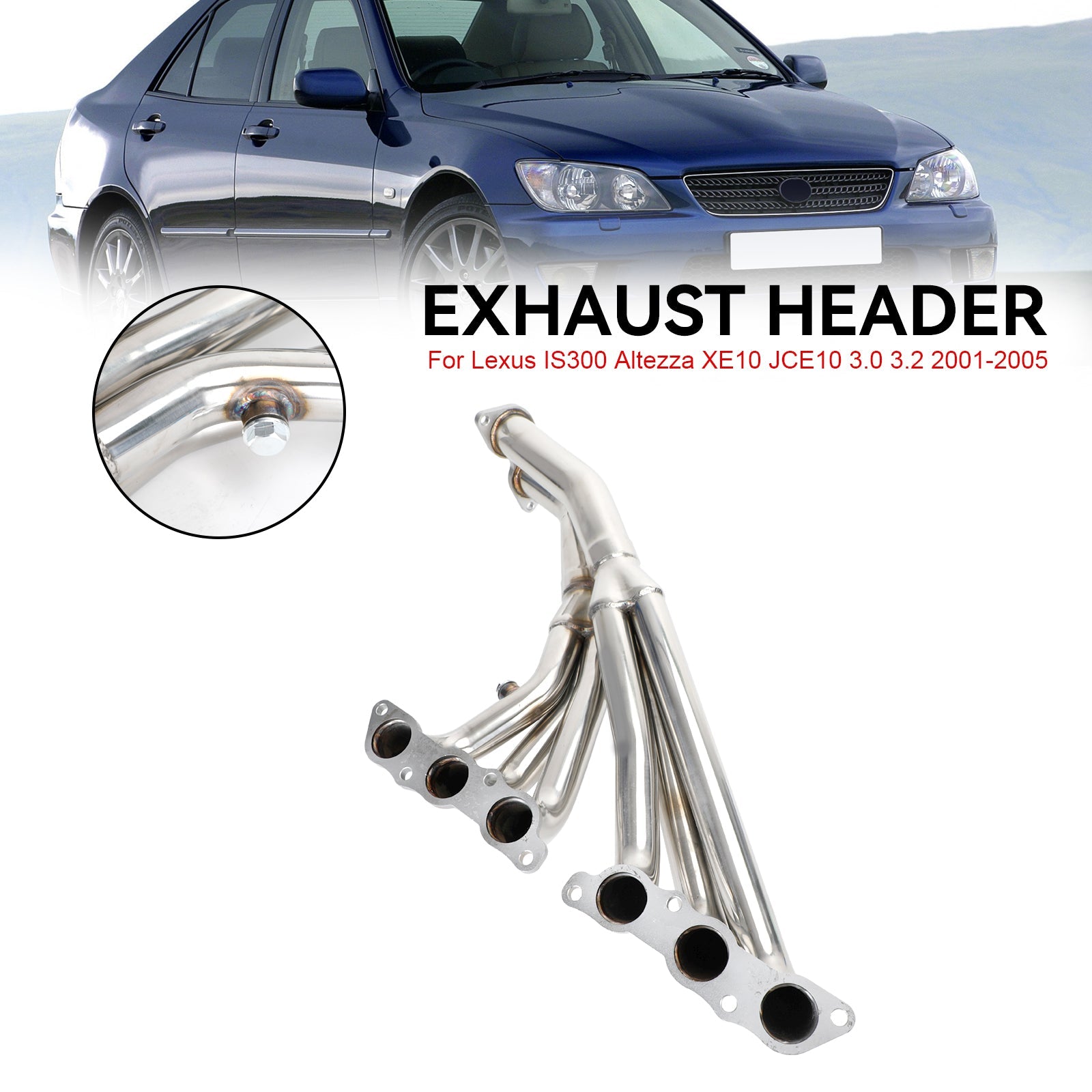 Stainless Headers Exhaust Fit Lexus IS300 2001-2005 Altezza XE10 3.0L L6 2JZ-GE