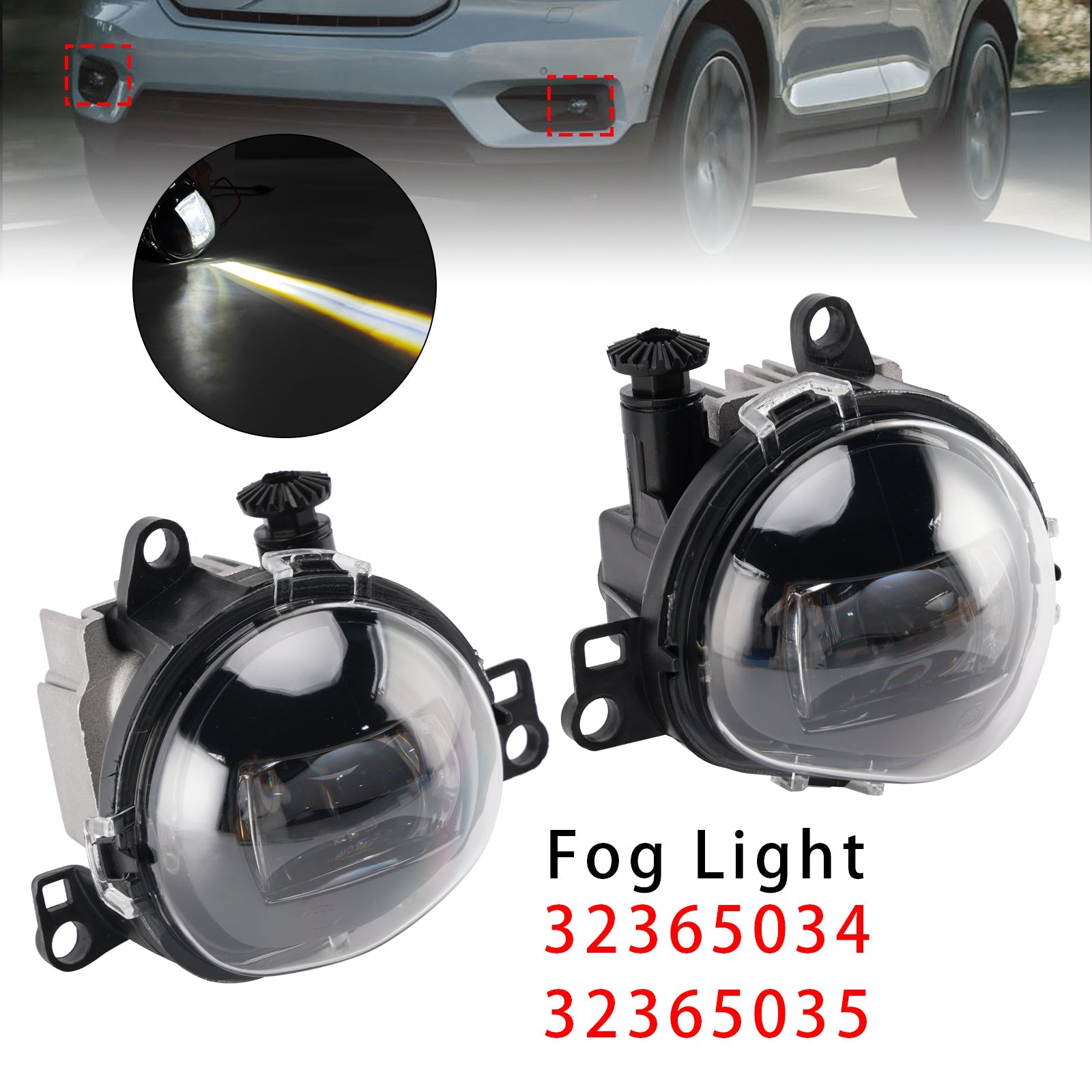 2020-2024 Volvo C40 Pair Front Fog Light Lamp 32365034