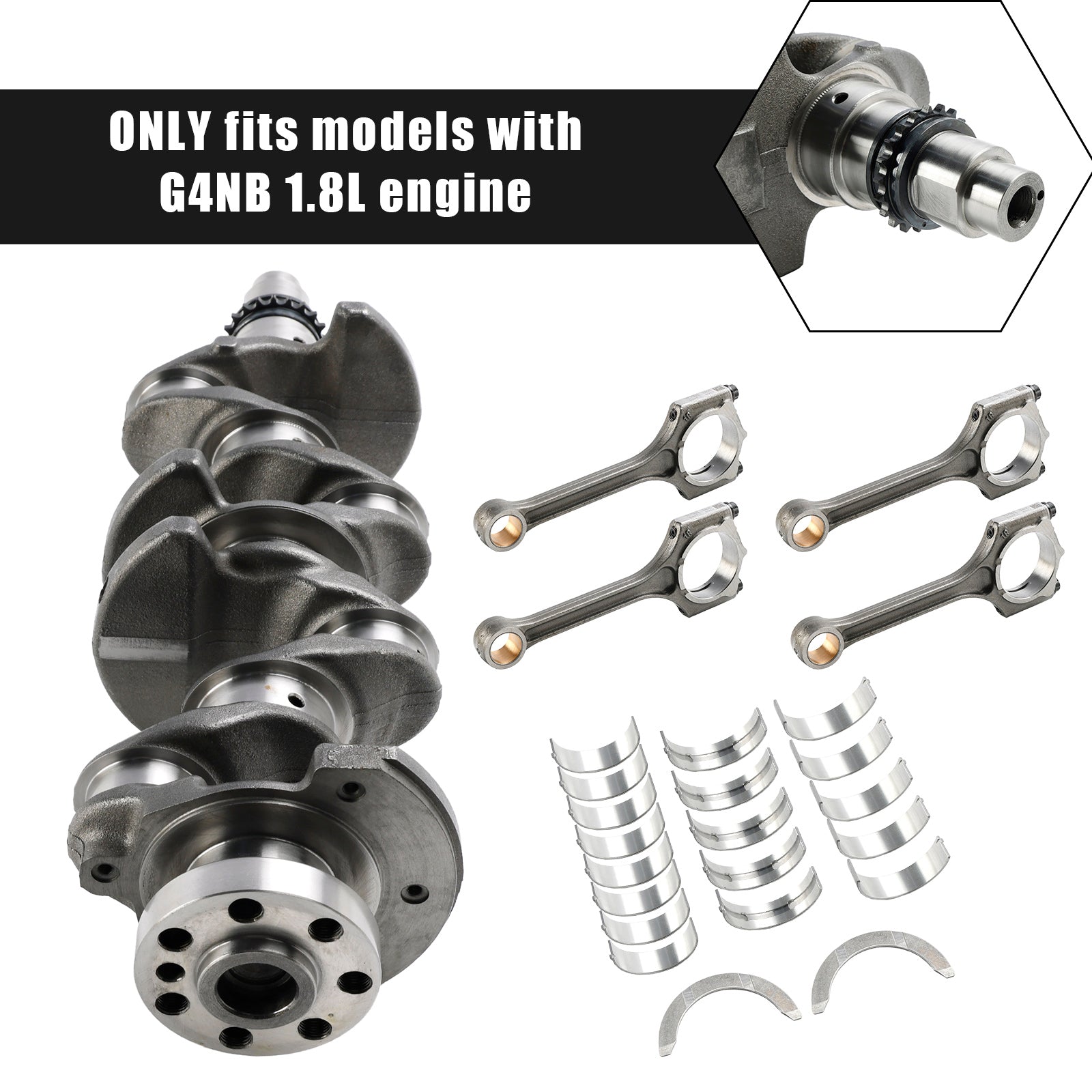 2014–present Hyundai Mistra G4NB 1.8L Engine Crankshaft & Rods & Bearings Set 622V62EH00