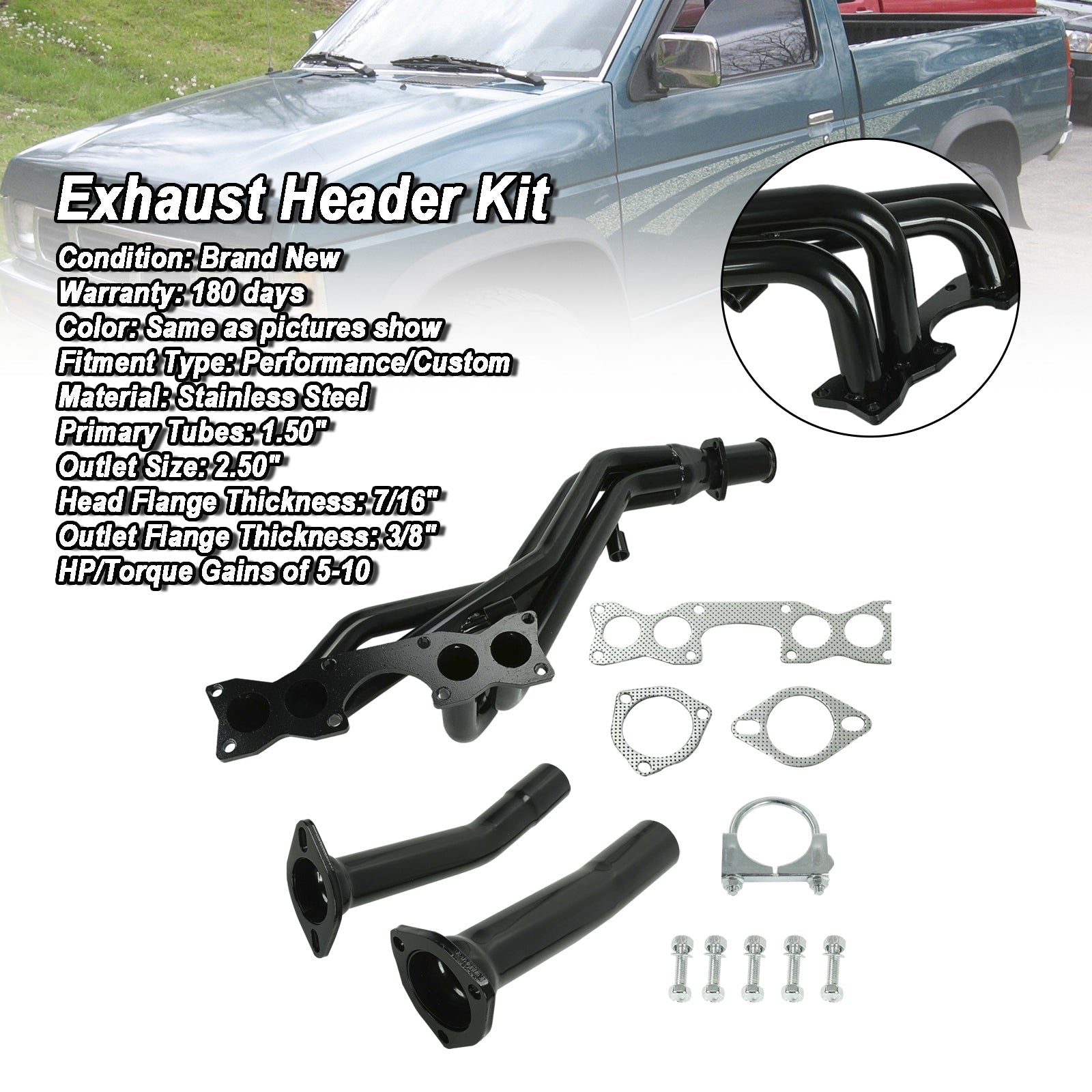 Steel Header Manifold Exhaust Fit Nissan D21 Pickup 2.4L 1990-1995 Tri-Y