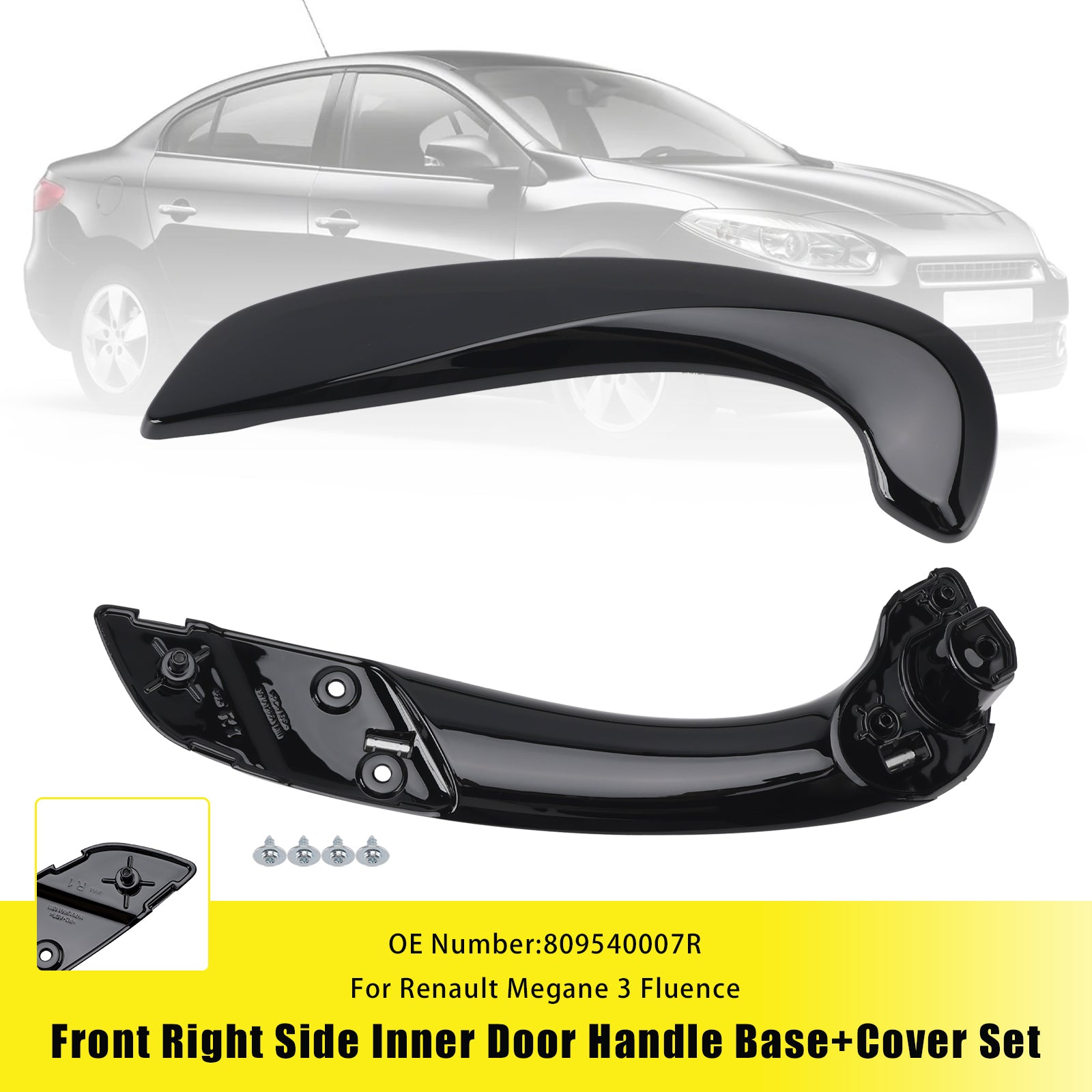 Front Right Side Inner Door Handle Base+Cover Set for Renault Megane MK3 Fluence