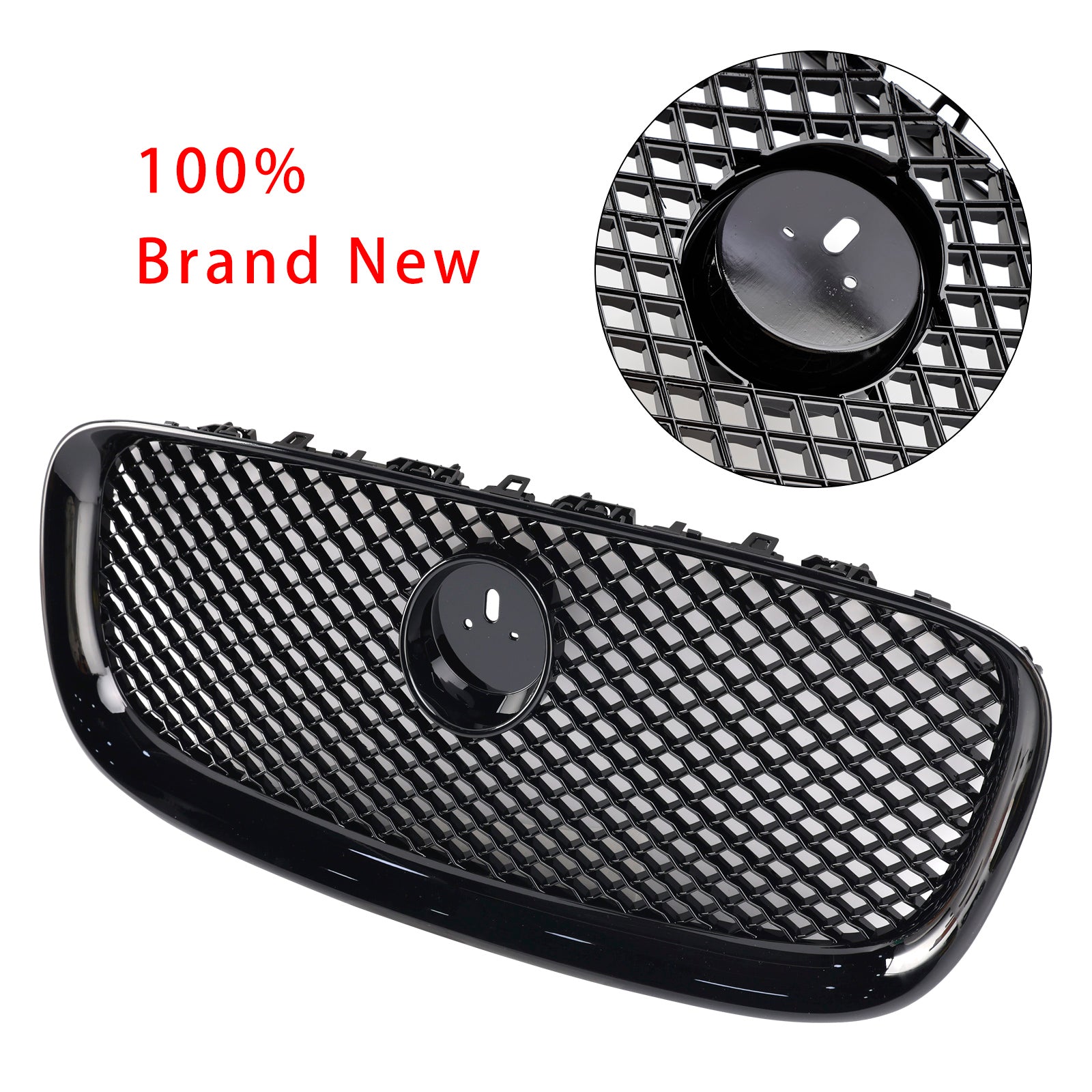 2012-2015 Jaguar XF XF-R Style Front Bumper Grill Grille Gloss Black