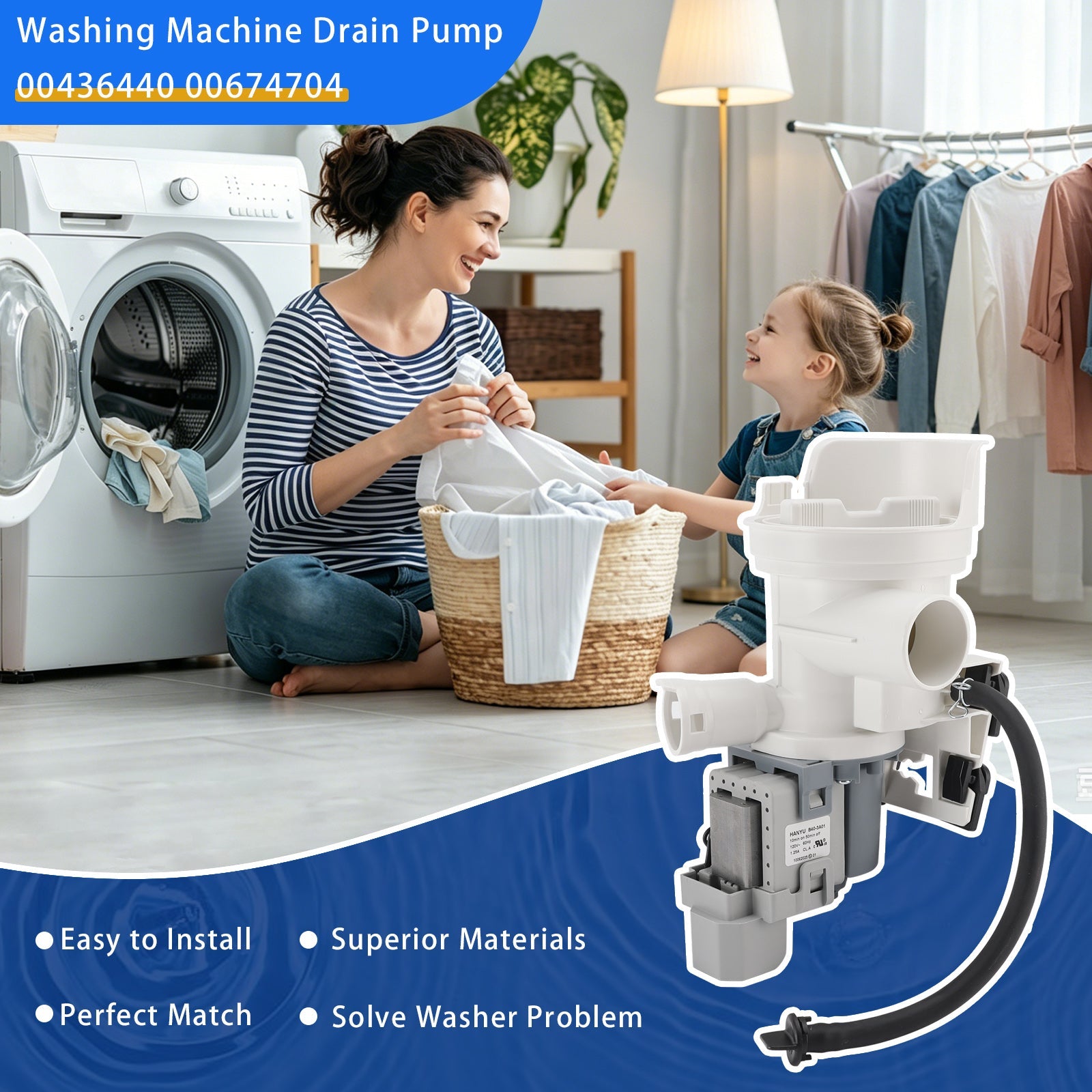 00436440 Washer Drain Pump Compatible With Bosch Washing Machine 436440 00674704