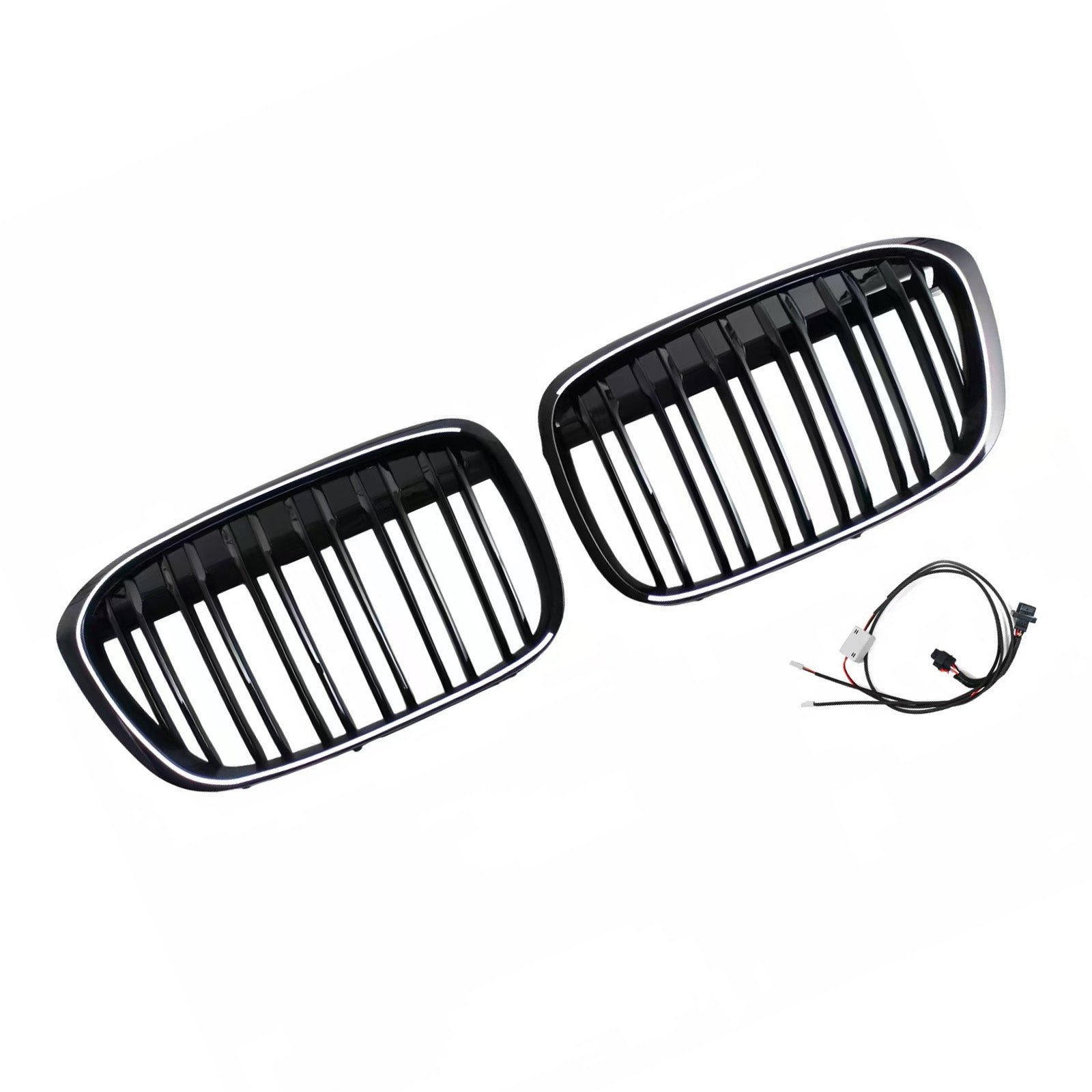 2016-2019 Fit BMW X1 F48 F49 Gloss Black Front Kidney Grill Grille Dual Line