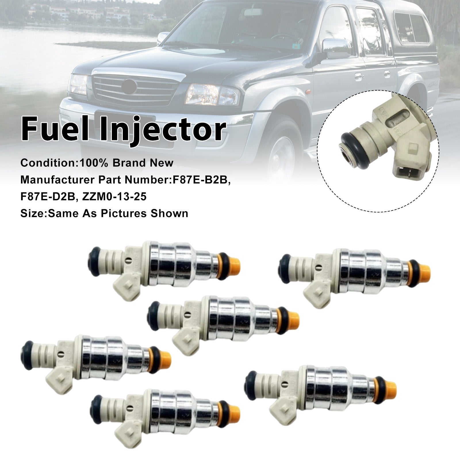 6Pcs Fuel Injector For Ford Ranger For Mazda B3000 Sable 3.0L V6 F87E-D2A