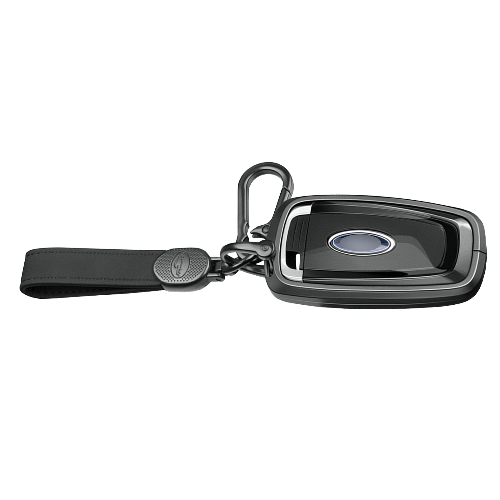 Aluminum Alloy TPU Black Car Key Case Cover With Buckle For Ford
