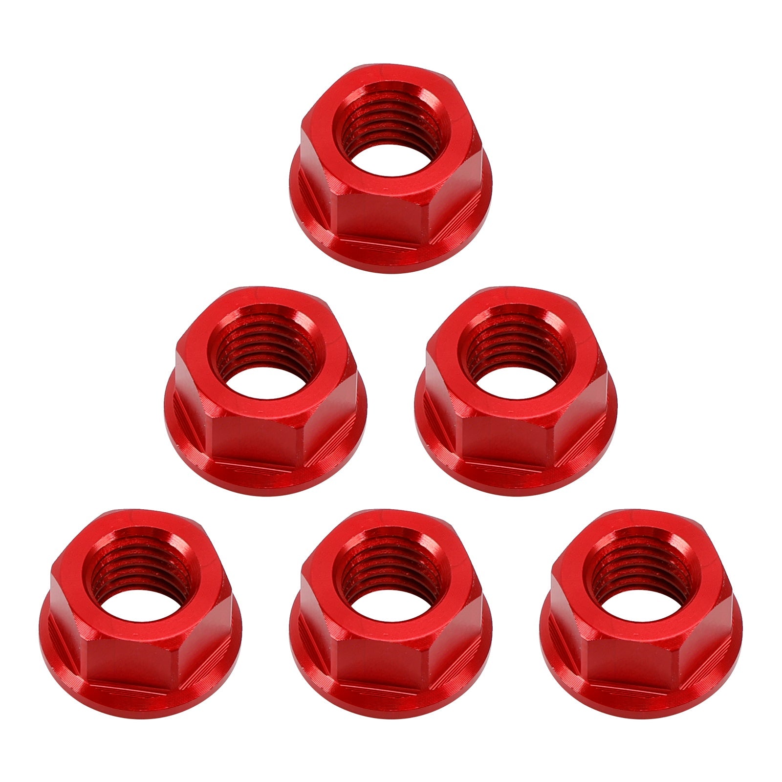 6 Pack Aluminum Rear Sprocket Flange Nuts M10X1.5mm Red For Motorcycle Bike