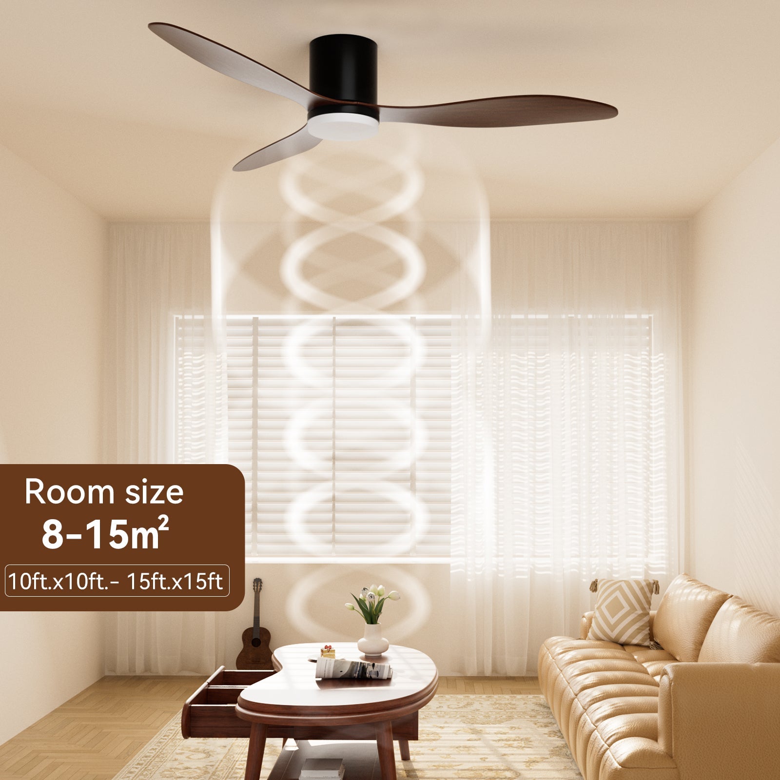 DC Motor 42" Profile Ceiling Fan with Lights Remote/App Control Dimmable LED