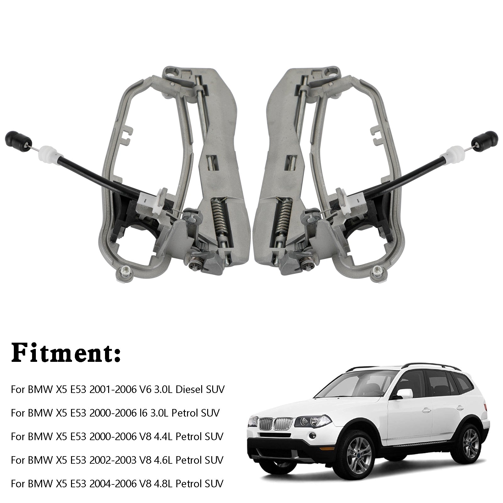 2000-2006 BMW X5 E53 V8 4.4L Petrol SUV Front Left Right Door Handle Carrier 51218243615/16