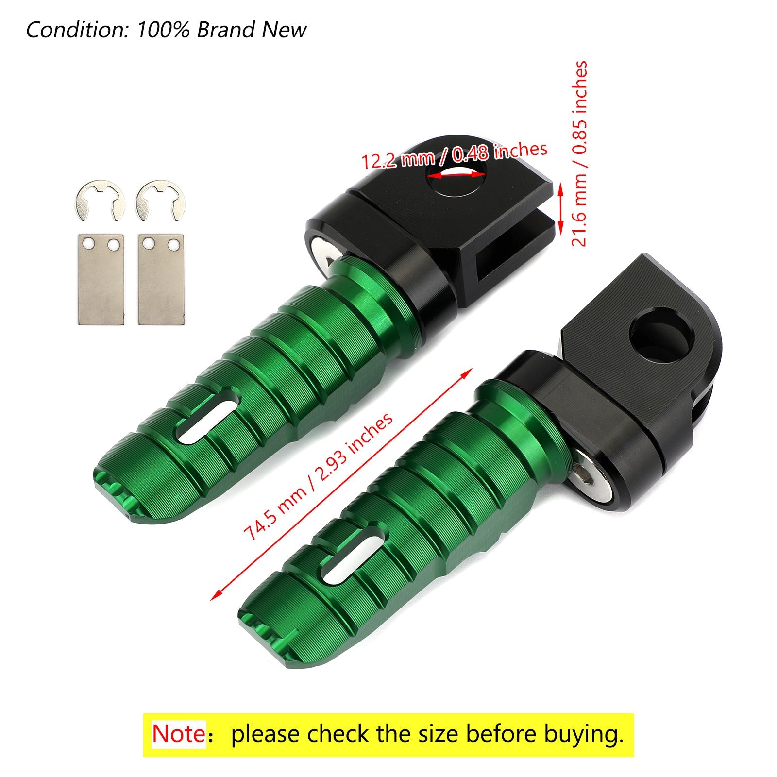 KAWASAKI Z300 Z400 Z800 Z650 Z900 Z1000 NINJA 650 Front Footrests Foot Peg Green Generic