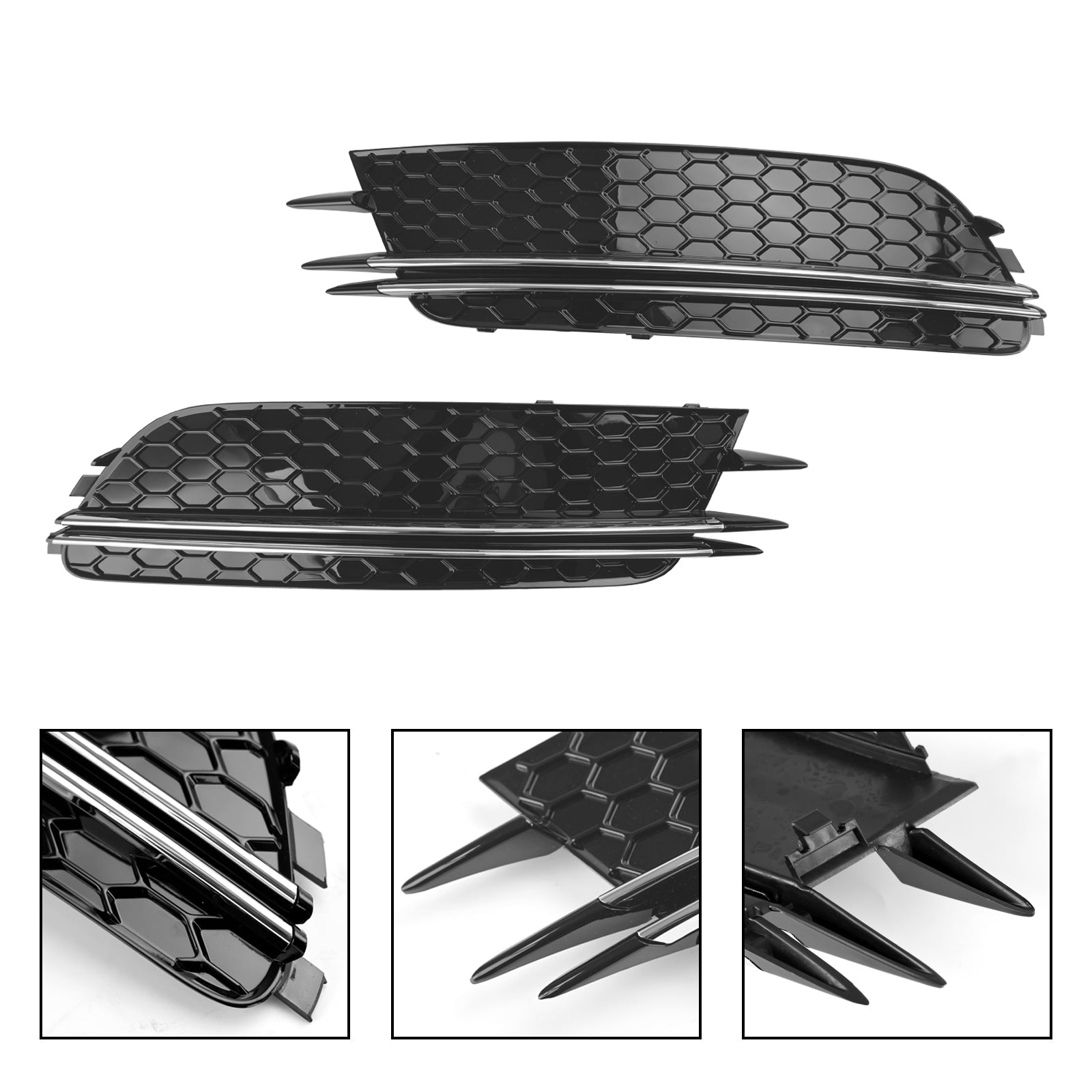 2012-2015 Audi A6 4G C7 2PCS Front Fog Light Cover Bezel Grill Grille