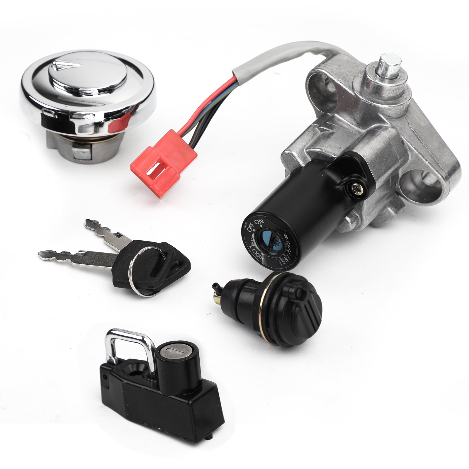 2000-2008 Yamaha Drag Star 1100 Classic XVS1100A Ignition Switch Fuel Tank Storage Lock Set w/ Key 4TR-82501-01-00 5BN-24602-10-00