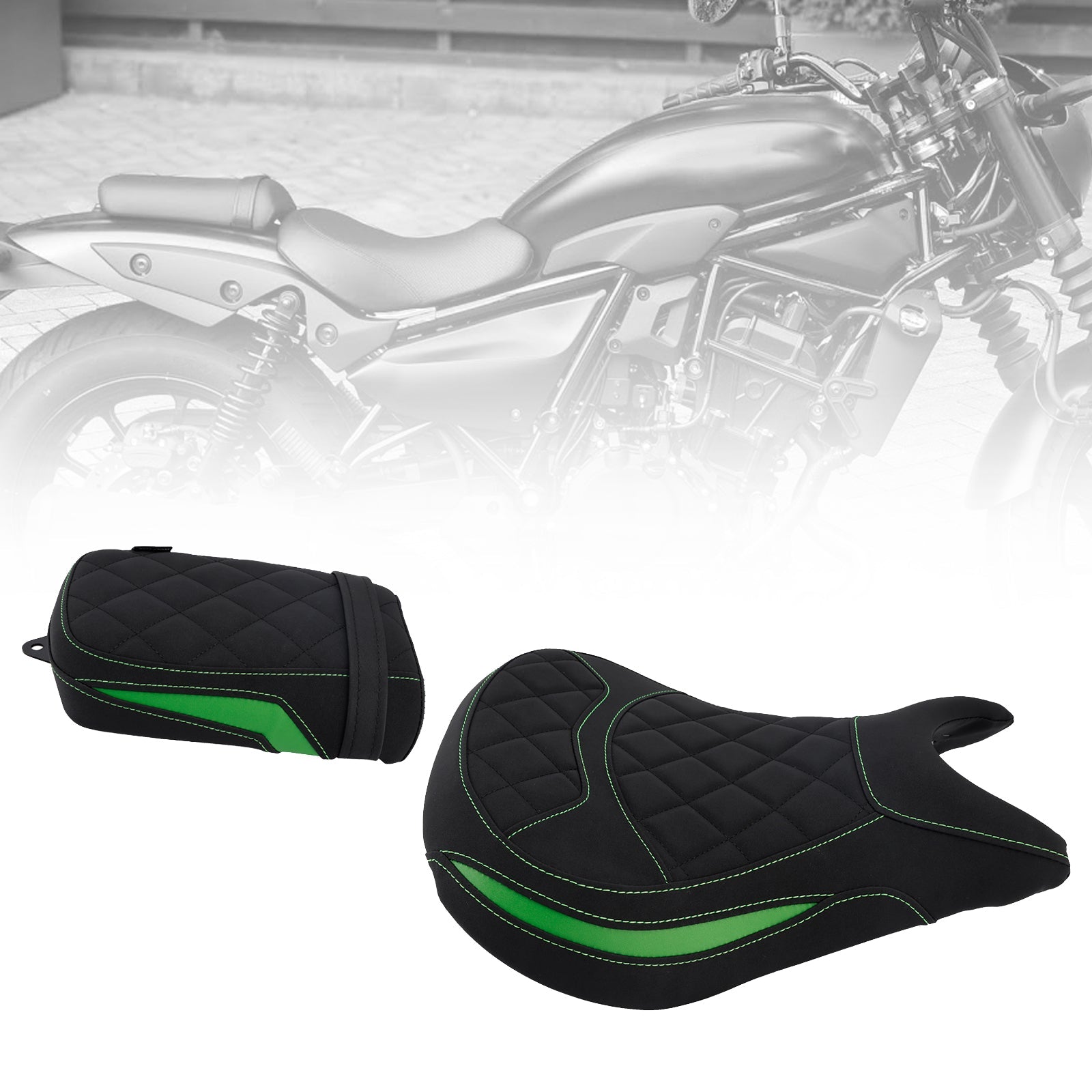2024-2025 For Kawasaki Eliminator 500 Driver&Passenger Seat Kit Rear Lower Green