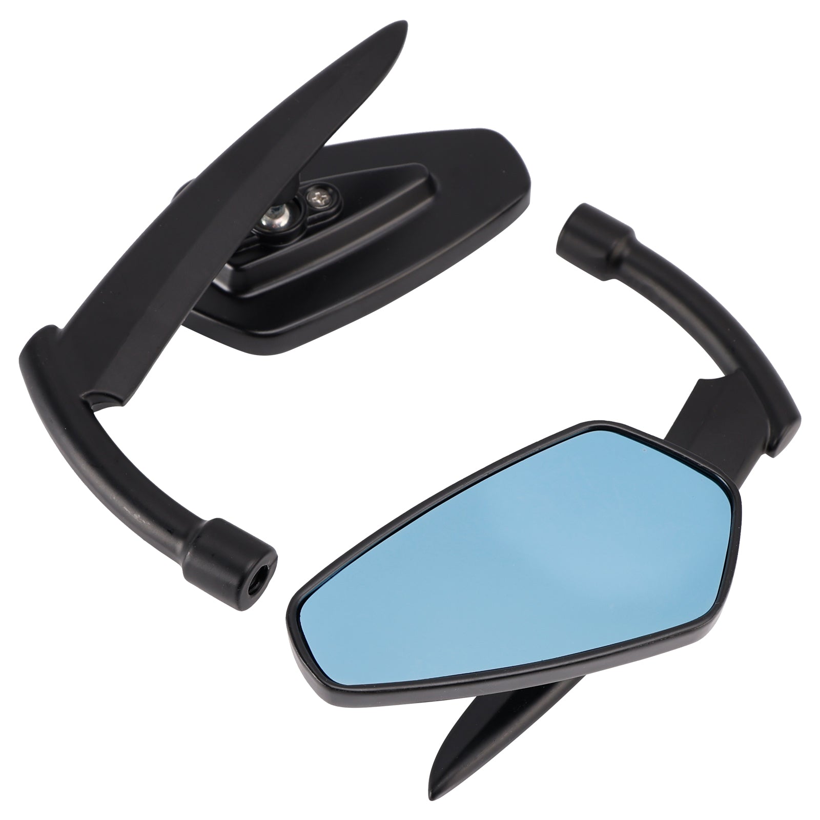 Custom Black Bladeshape Mirrors For Yamaha Chopper Midnight Roadliner Raider