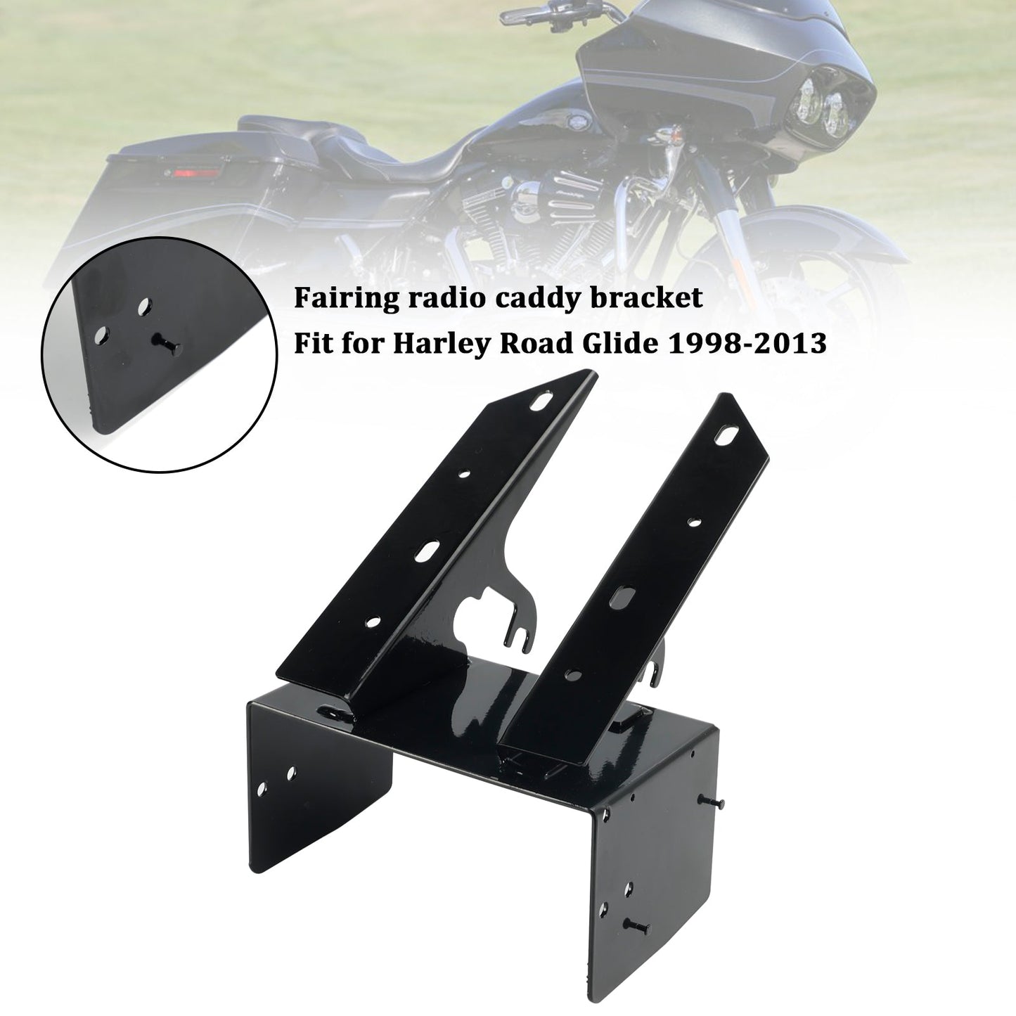 98-13 Harley Road Glide Steel Front Fairing Radio Caddy Mount Bracket