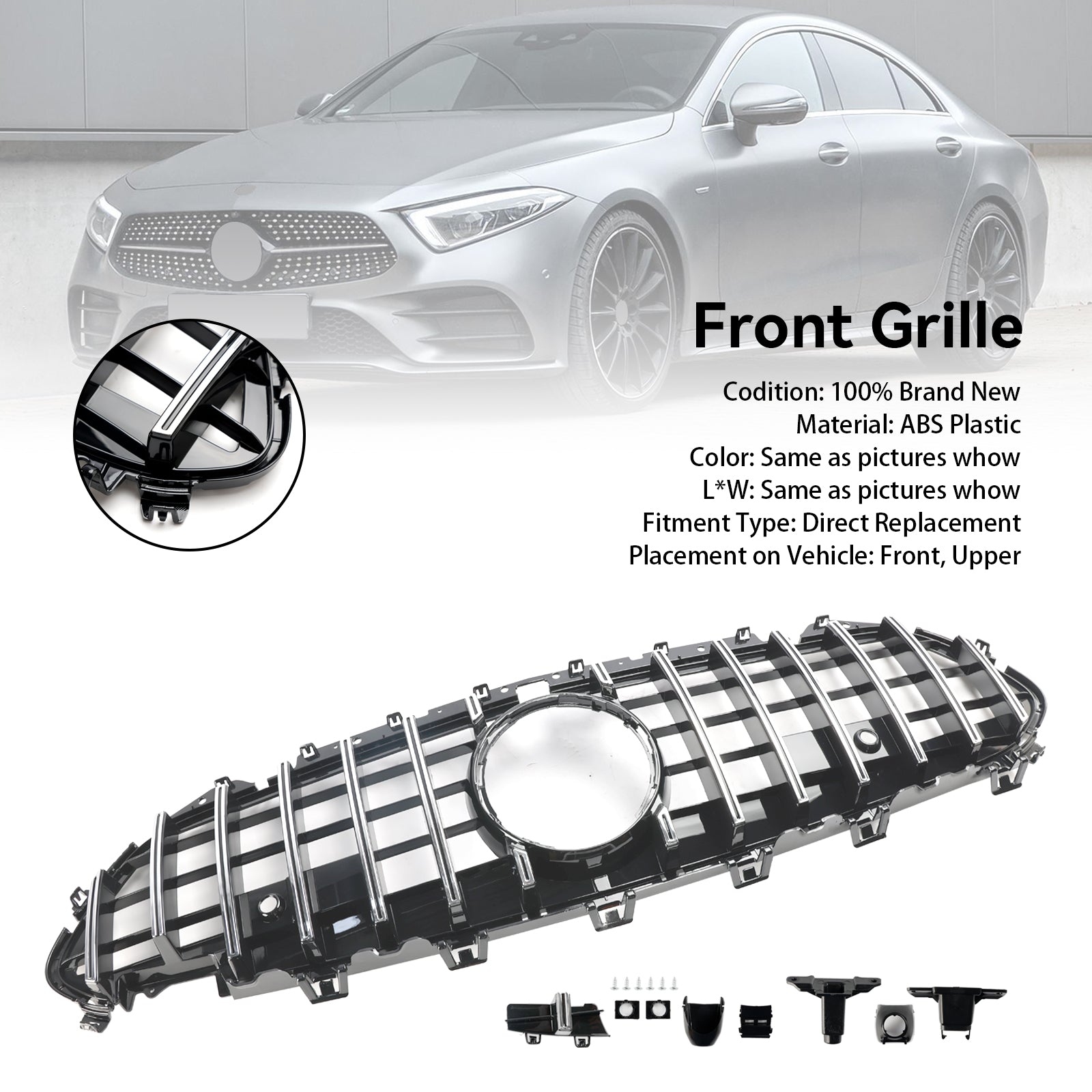 2018 2019 2020 2021 2022 2023 2024 Mercedes CLS C257 W257 Coupe Chrome Front Bumper Grille Grill
