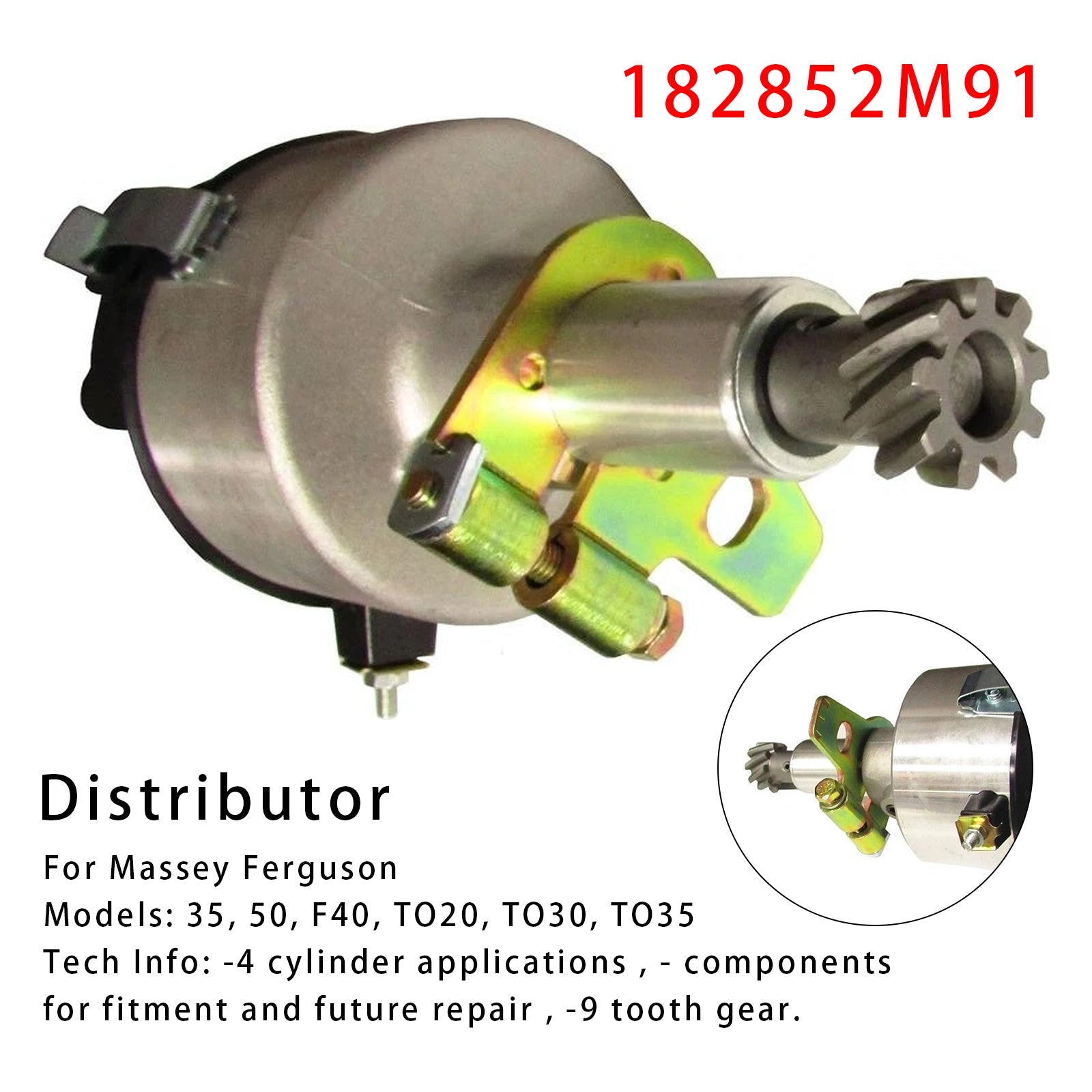 1111740 For Massey Ferguson Tractor 35 50 F40 TO20 TO30 TO35 Distributor 182852M91
