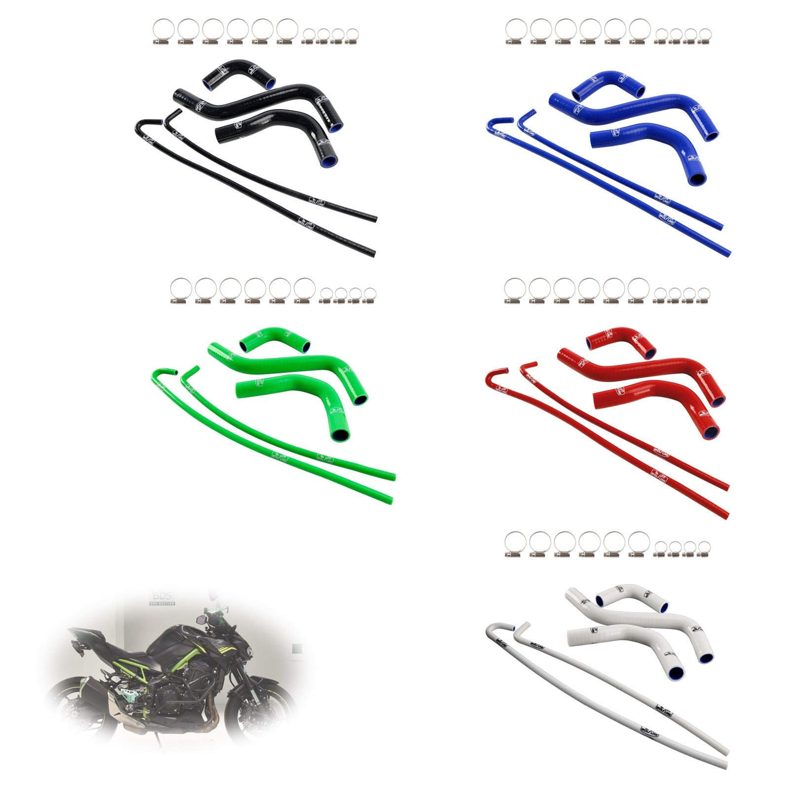 2017-2026 Kawasaki Z900 Silicone Radiator coolant Hose kit