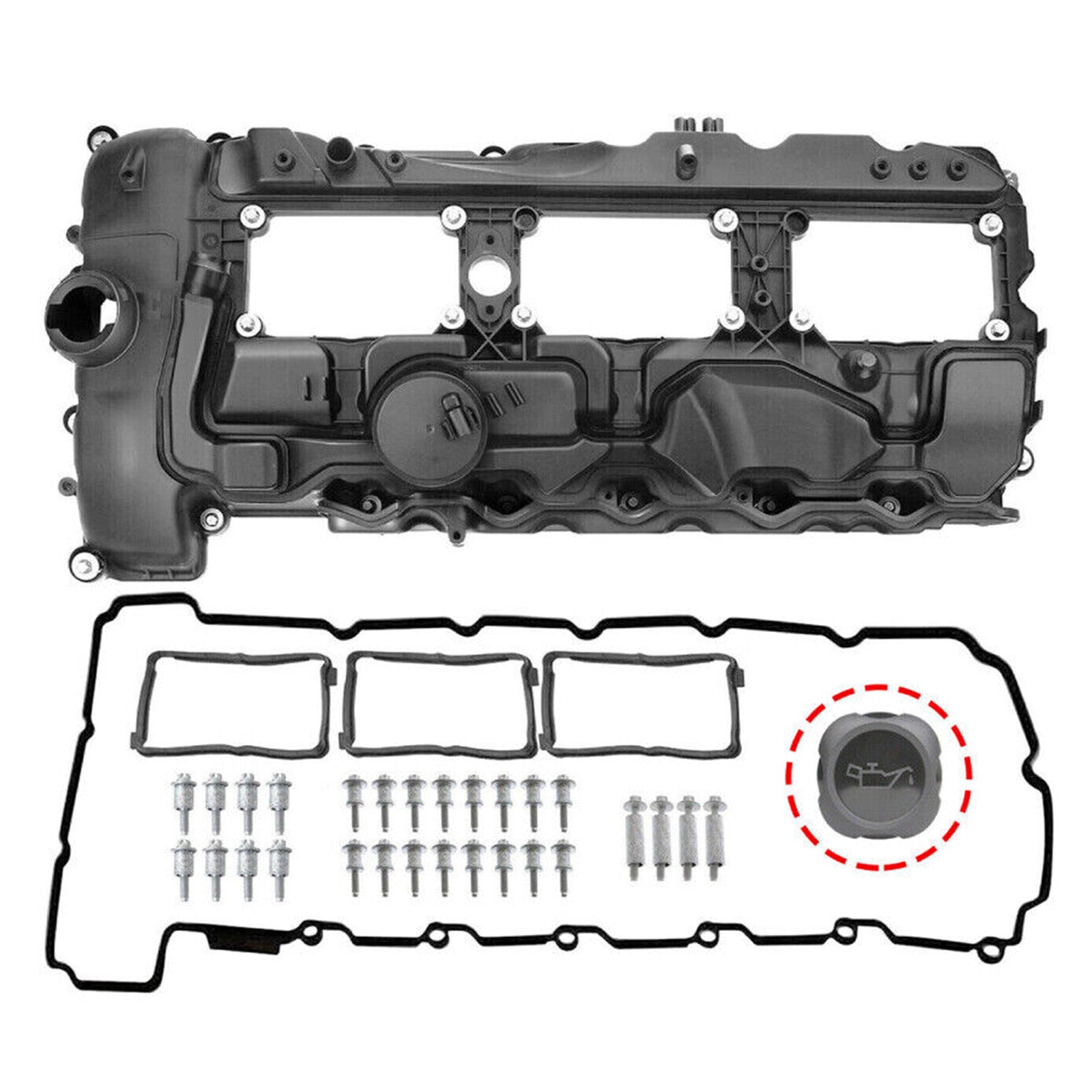 2012-2016 BMW ActiveHybrid 5 3.0T N55B30 Valve Cover w/ Gasket+Cap 11127570292