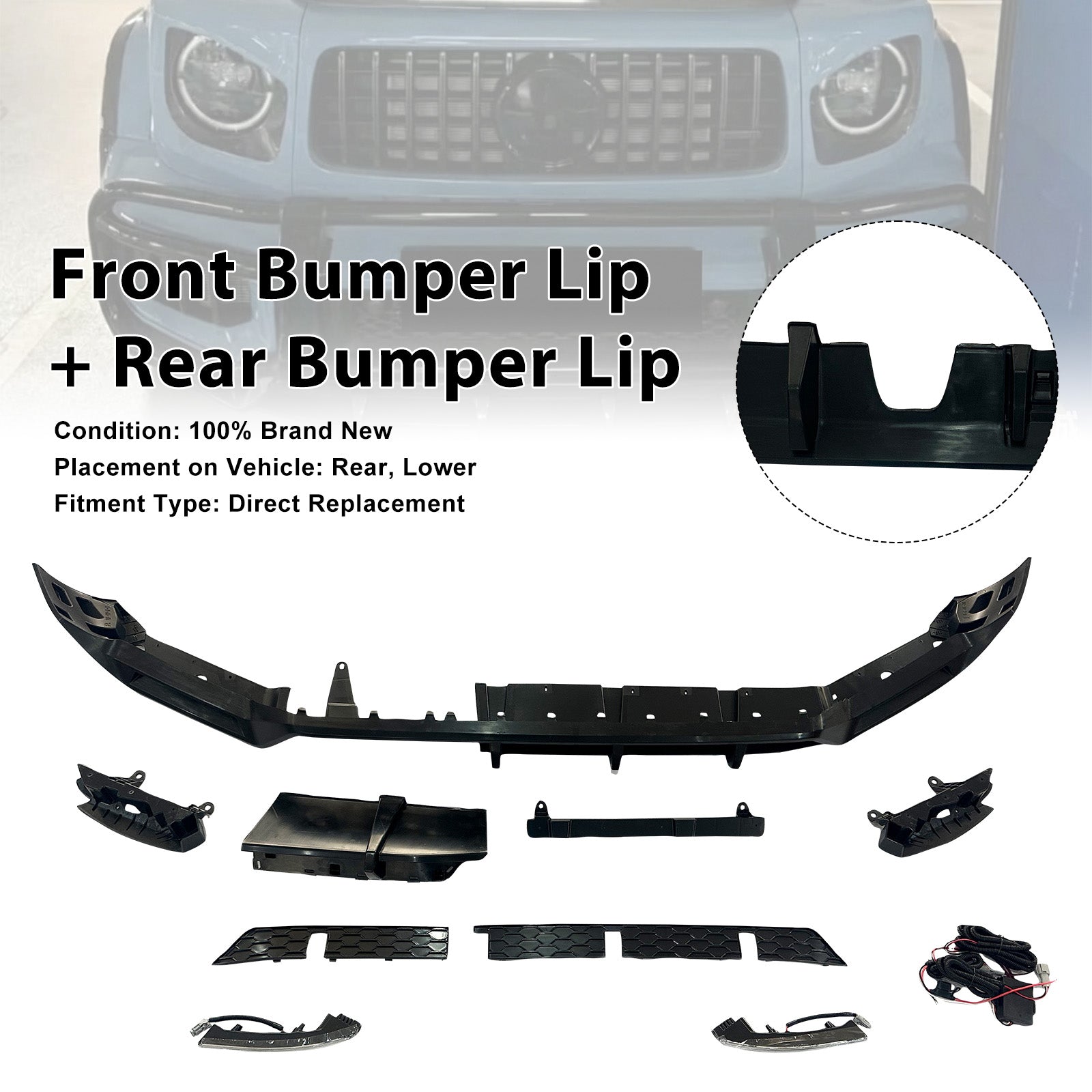 2025+Fit Mercedes Benz G-Class W465 Front Rear Bumper Diffuser Lip PP