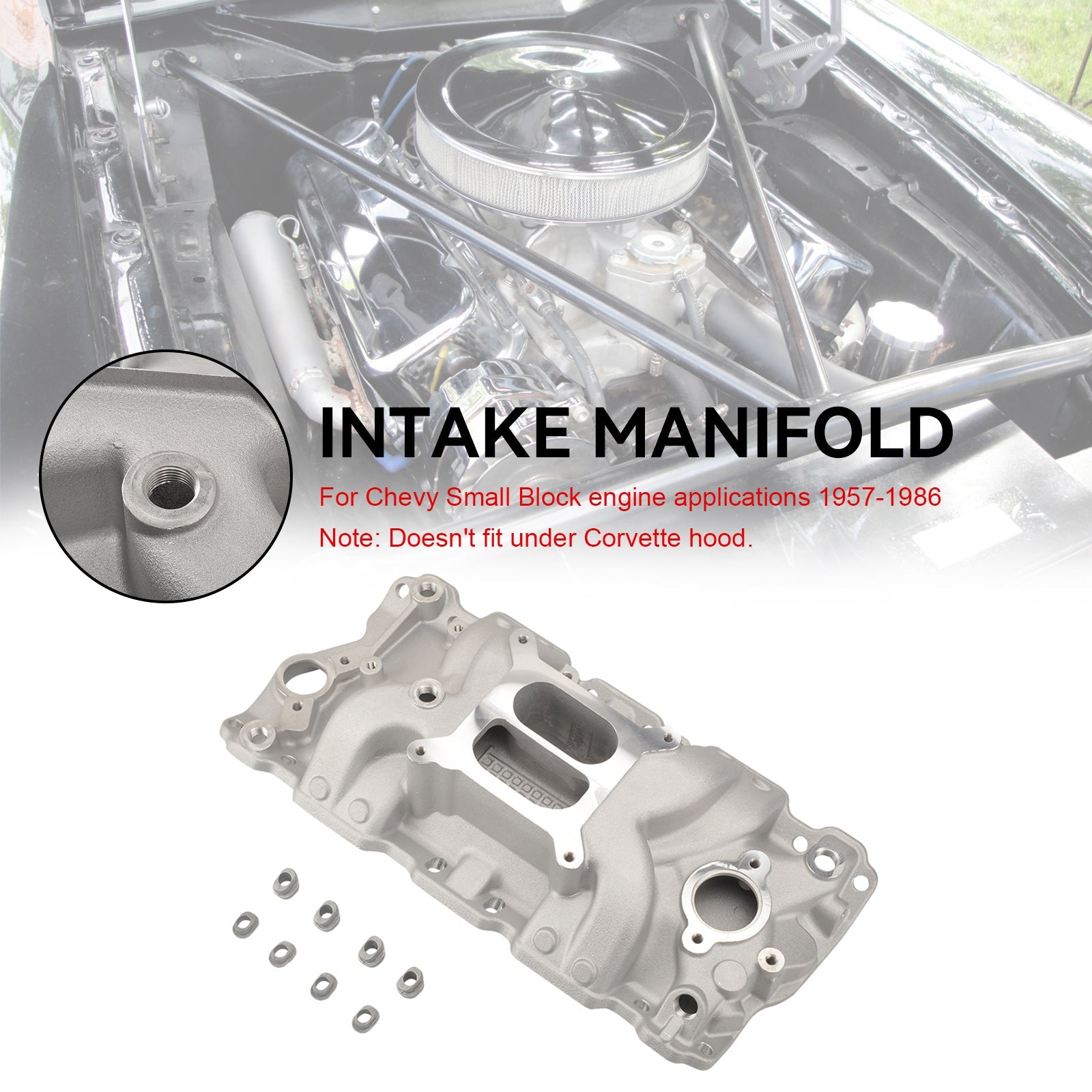 Dual Plane Intake Manifold fit Chevy Small Block 305 327 350 400 57-86 High Rise