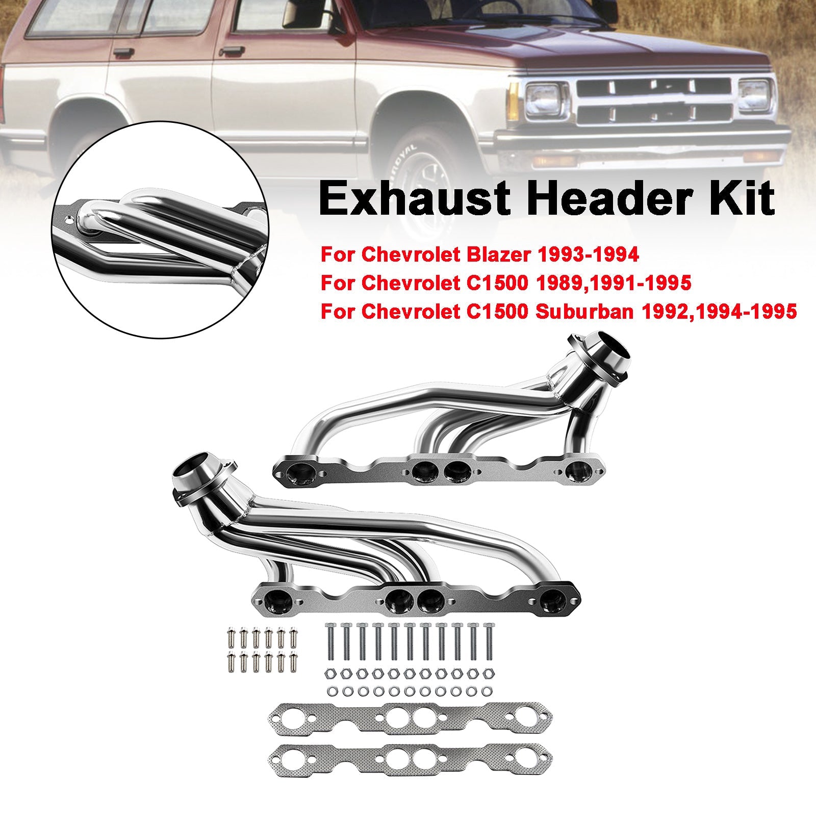 Header Exhaust Manifold Fit Chevy Blazer 1993-1994 Fit Chevy C1500 1991-1995