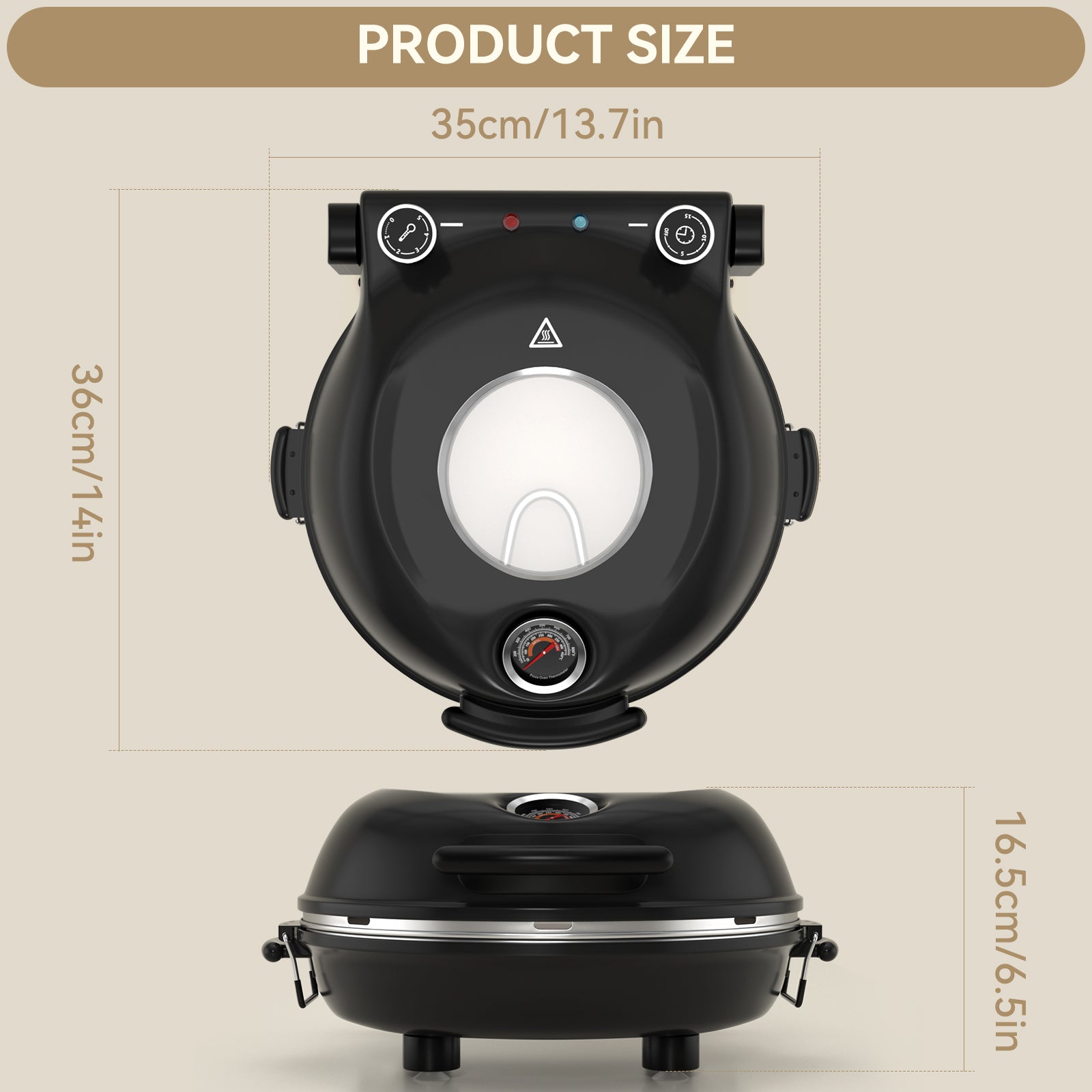 Electric Pizza Maker–12 Inch Electric Pizza Oven Indoor Countertop Maker with Ceramic Stone Heats up to 800˚F