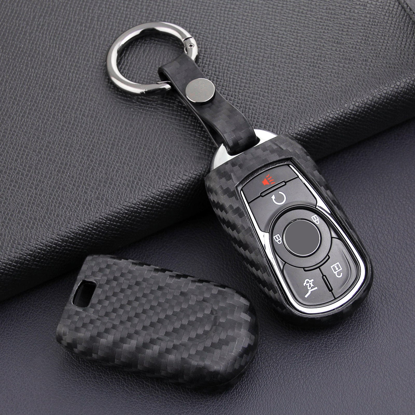Leather Silicone Car Key Case Cover With Buckle For Buick