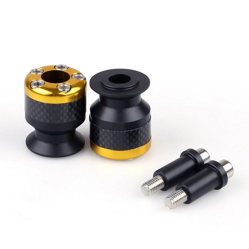 Universal Motorcycle CNC Carbon Fiber 10mm Swingarm Sliders Spools Gold