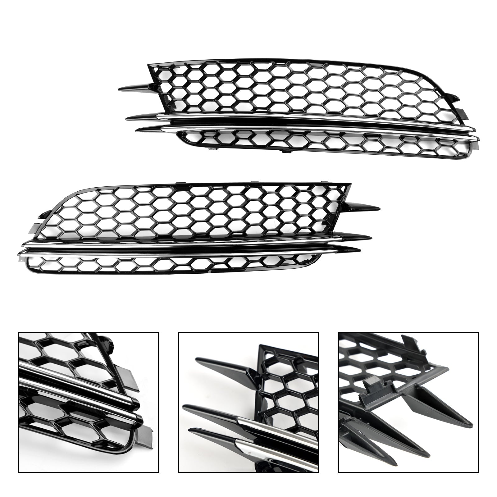 2012-2015 Audi A6 4G C7 2PCS Front Fog Light Cover Bezel Bumper Grille