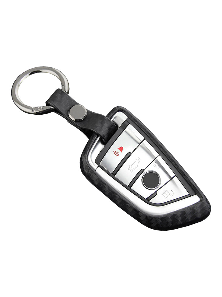 Leather Silicone Car Key Case Cover With Buckle For BMW