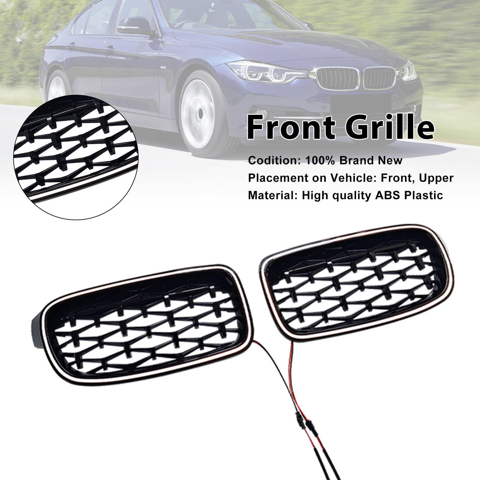 2012-2019 For BMW 3-Series F30 Sedan Diamond Front Kidney Grille Grill 51137263481