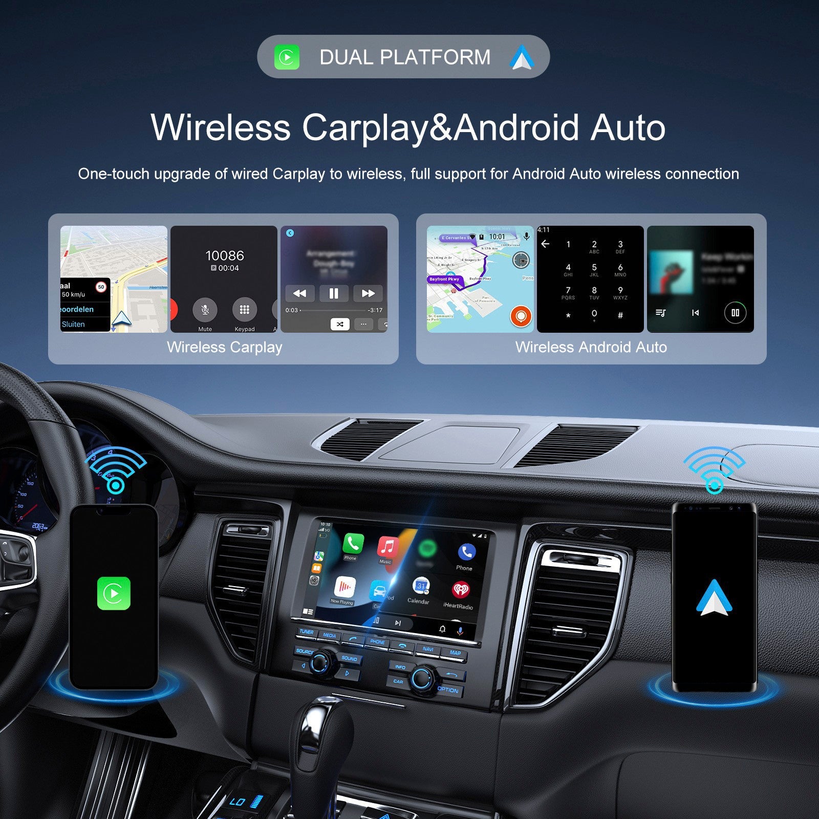 2 in 1 USB Car Dongle Connect Box Wireless Apple Carplay Android Auto Adapter