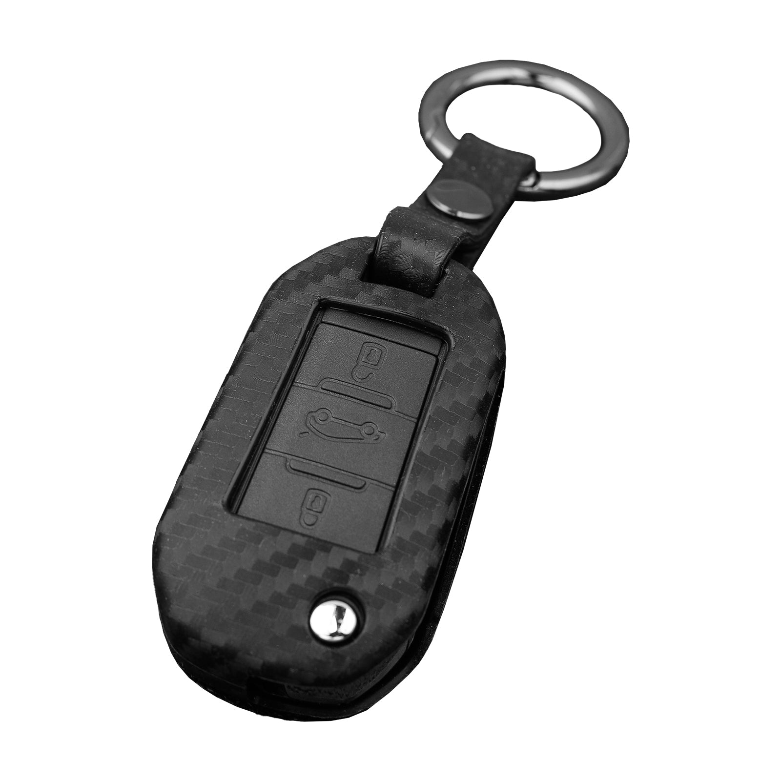 Leather Silicone Car Key Case Cover With Buckle For Peugeot